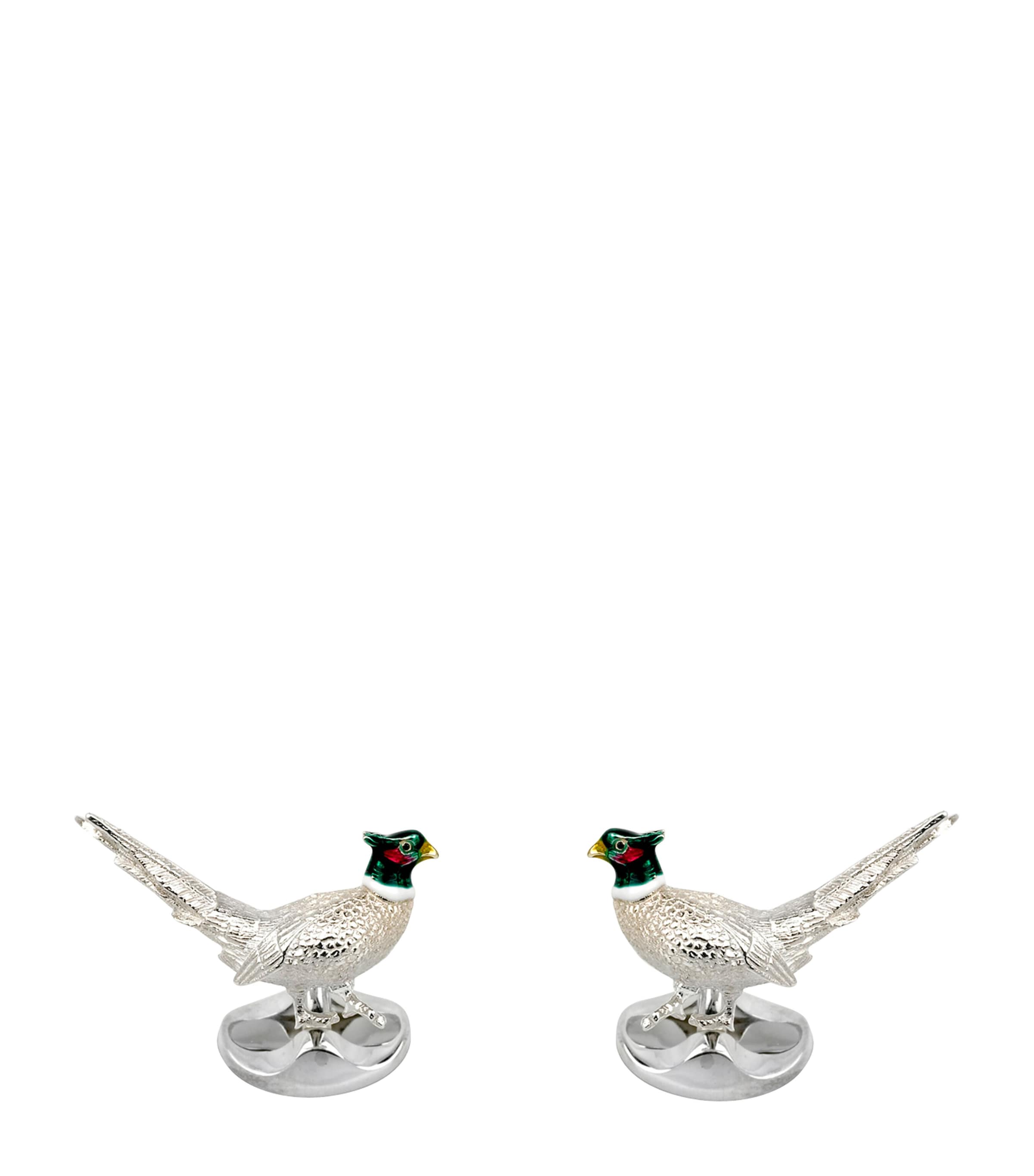 Deakin & Francis Sterling Silver Pheasant Cufflinks Silver Image 1