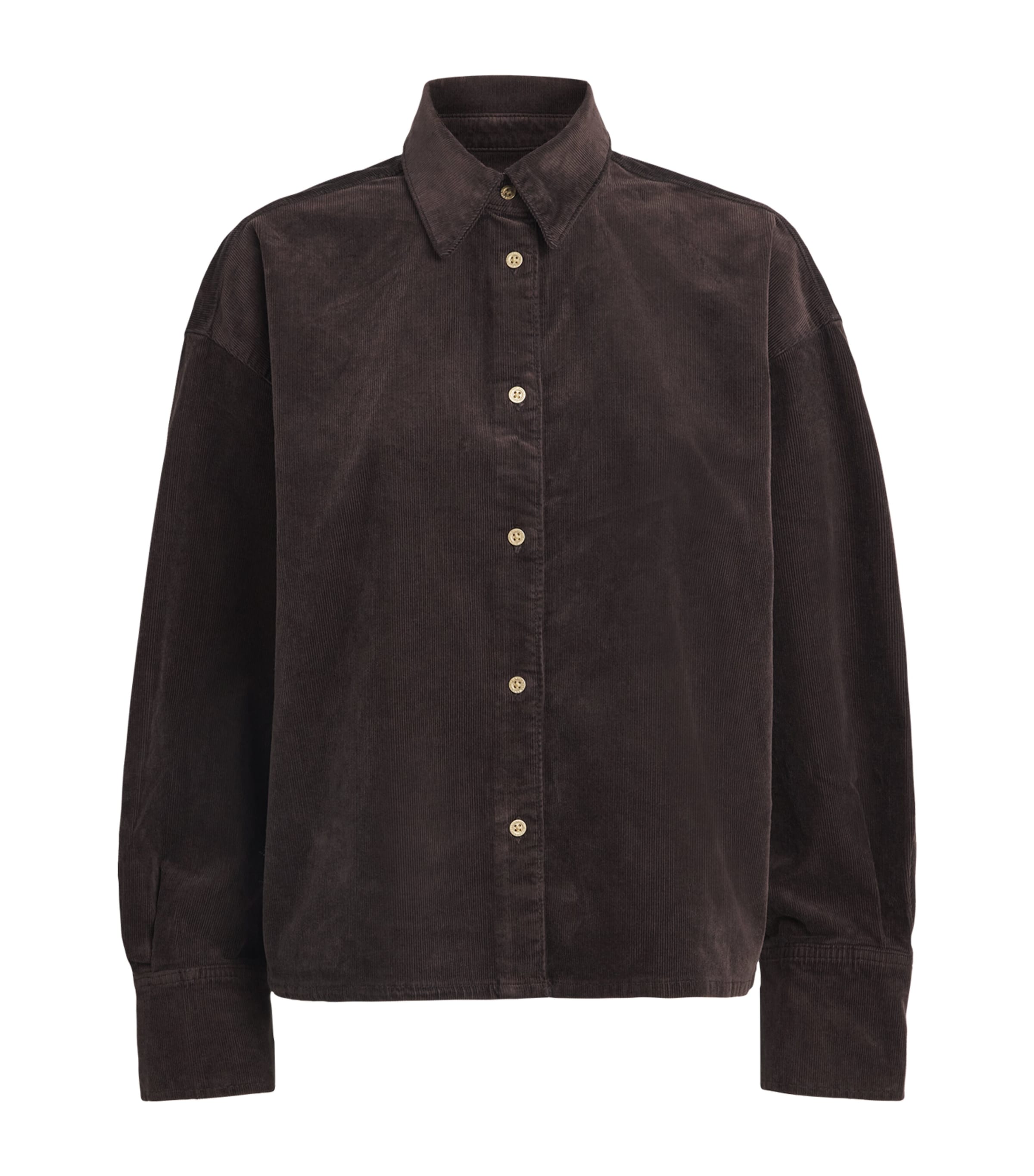 7 For All Mankind Corduroy Nina Cropped Shirt In Brown