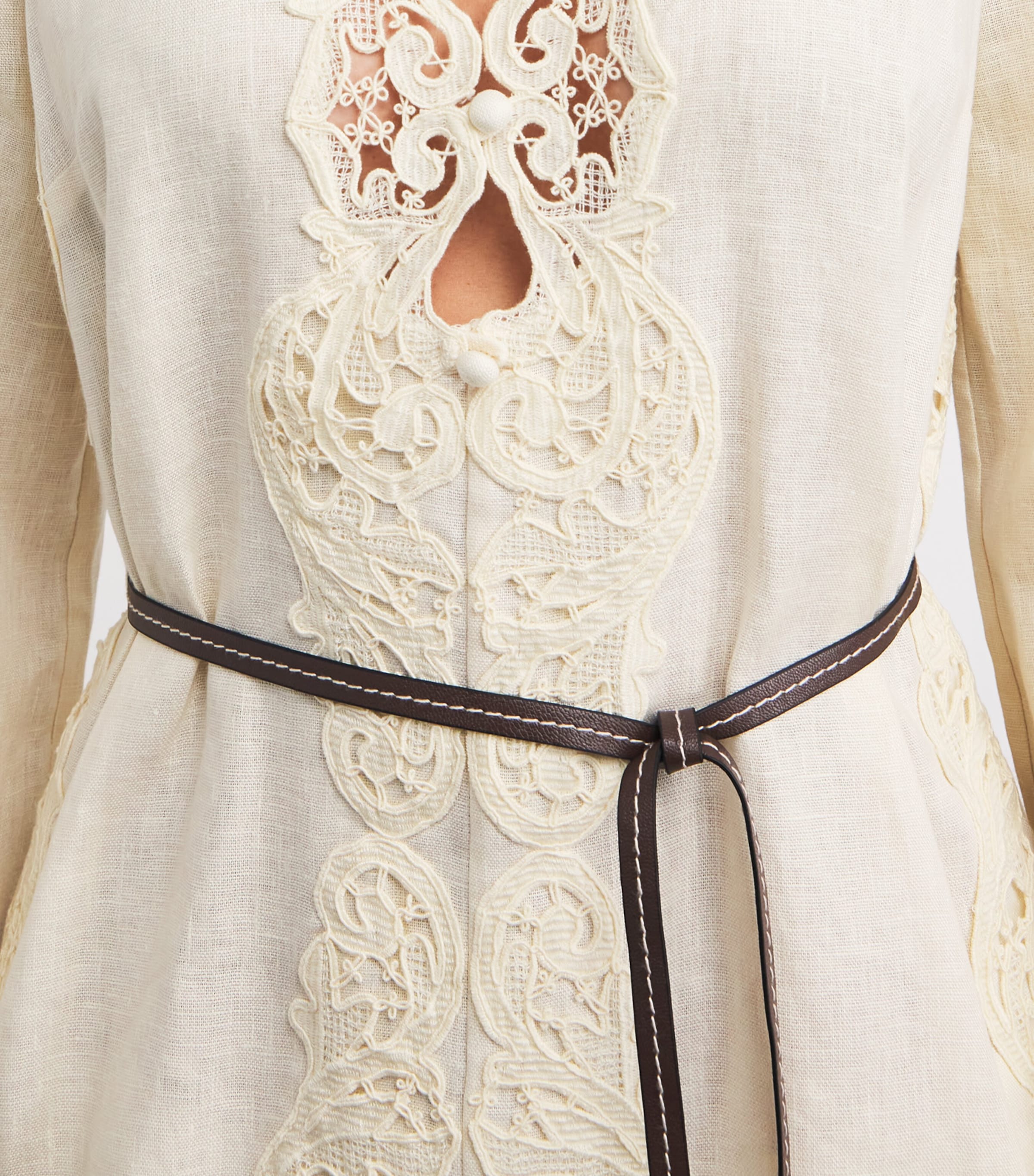 Linen Embroidered Awaken Mini Dress CREAMCRM Image 5