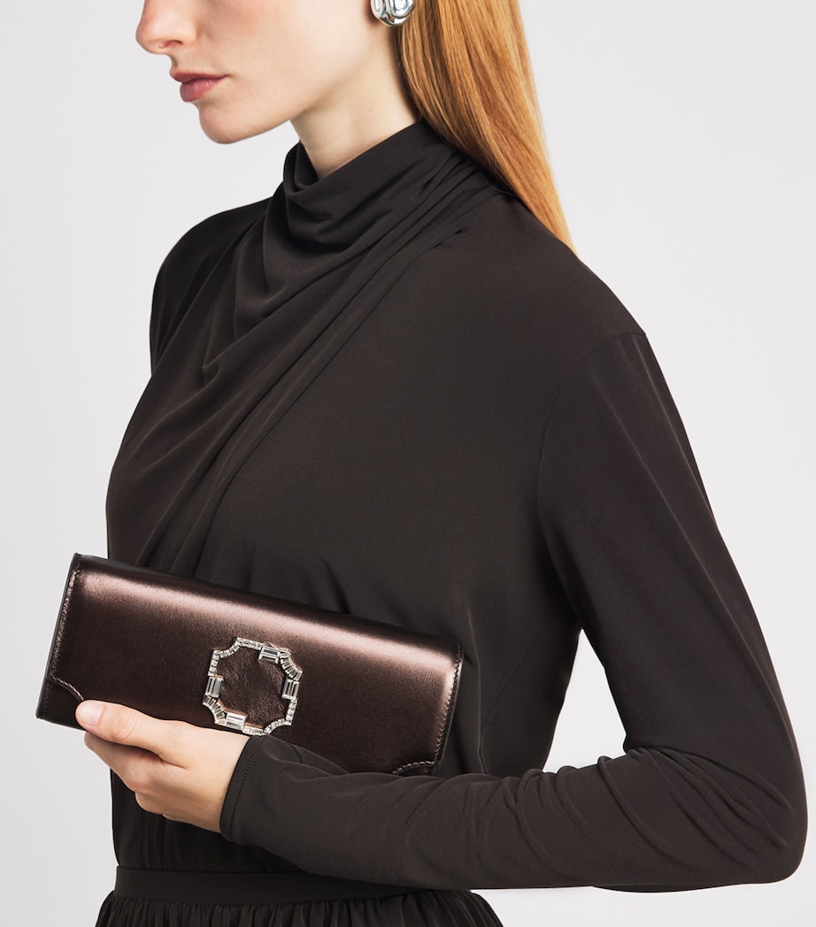 Malone Souliers Satin Vivien Clutch Bag Tobacco Image 4