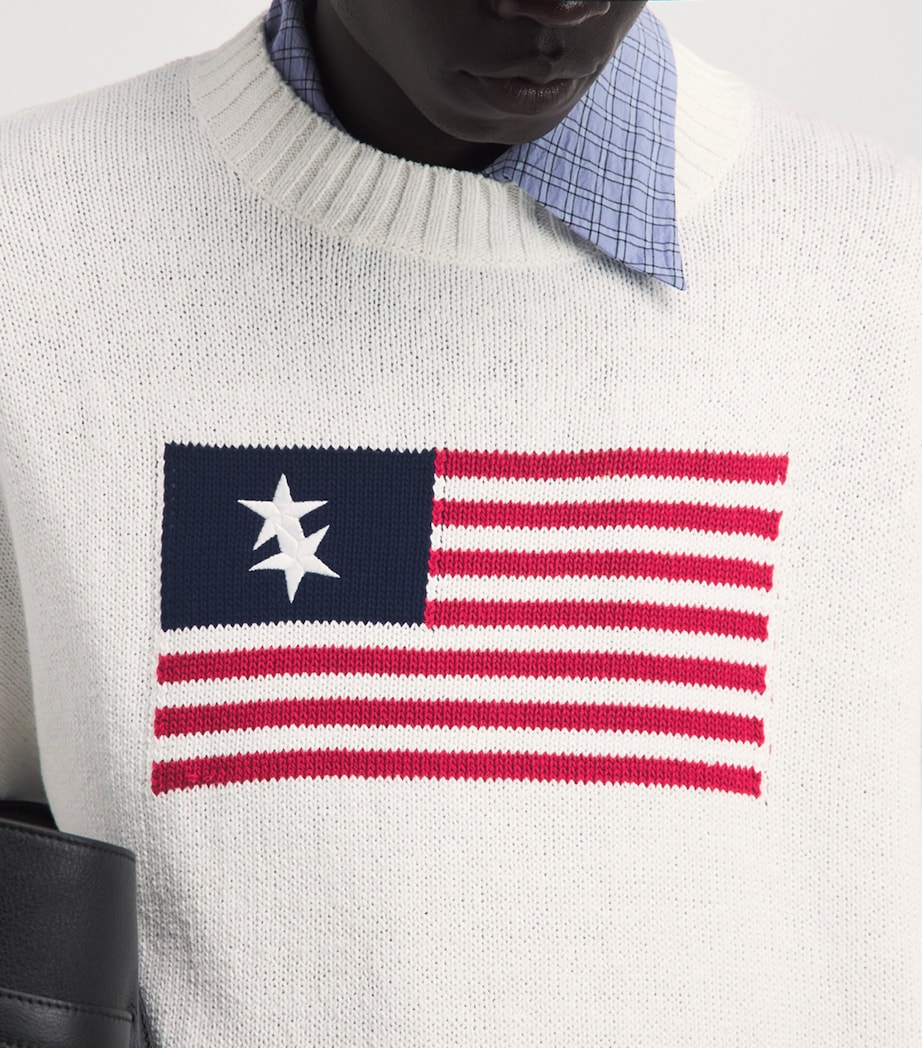 Cole Buxton Mens Cotton Two-Star Flag Sweater Vintage White Image 3