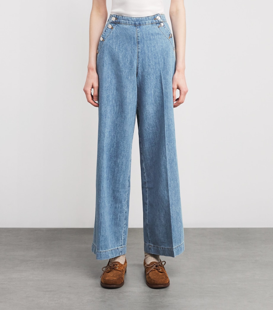 Button-Up-Panel Wide-Leg Jeans LIGHT BLUE DENIM Image 3