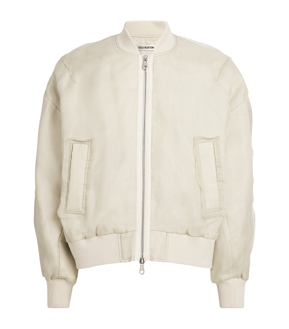 COLE BUXTON Mens Organza Bomber Jacket Vintage White Image 1