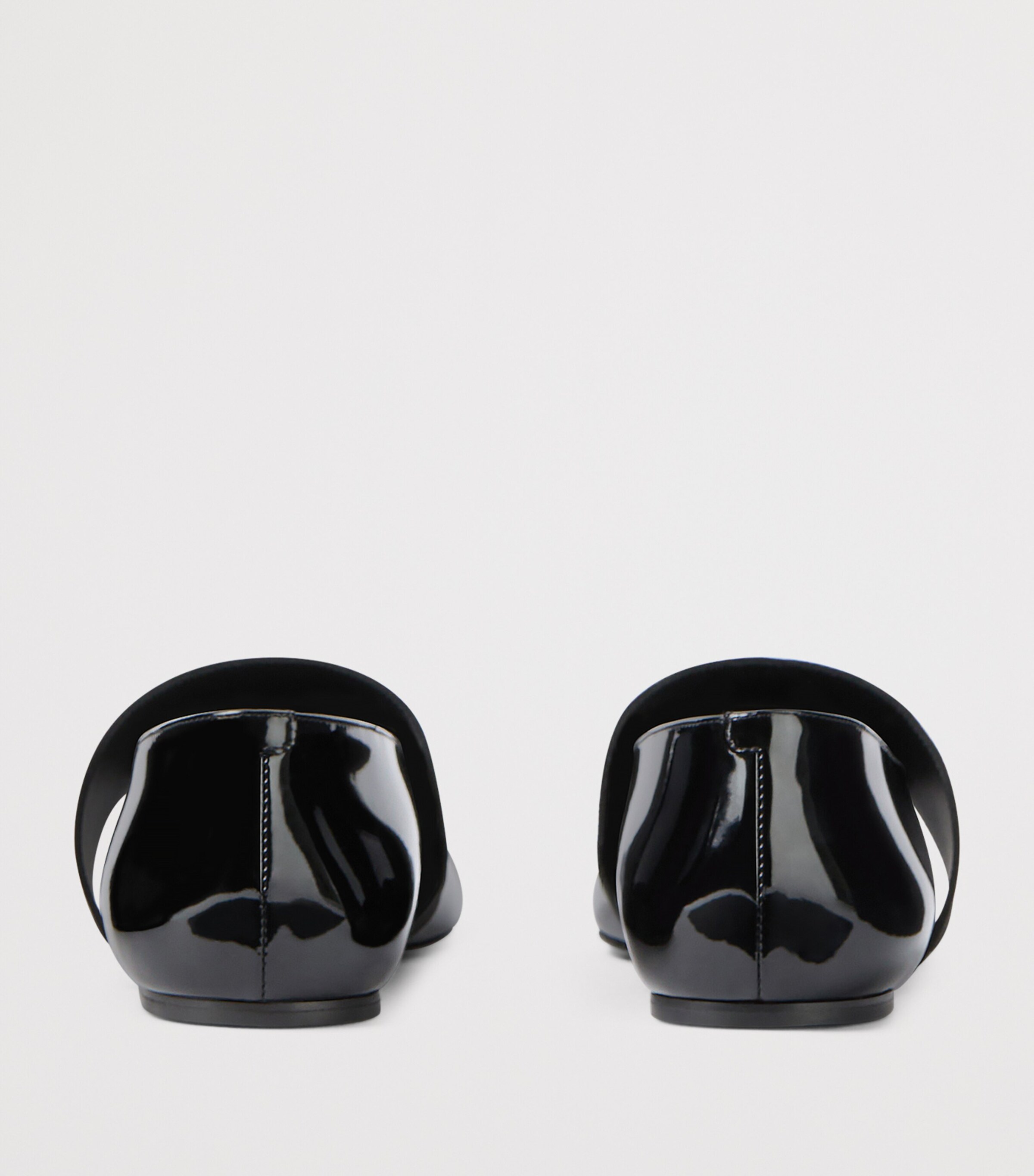 Leather Squared Toe Ballet Flats BLACK Image 6