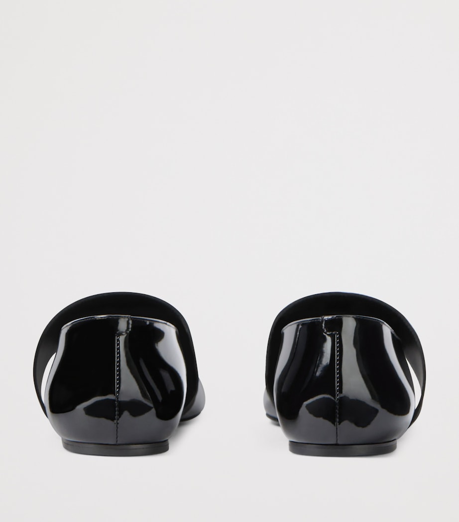 Leather Squared Toe Ballet Flats BLACK Image 6