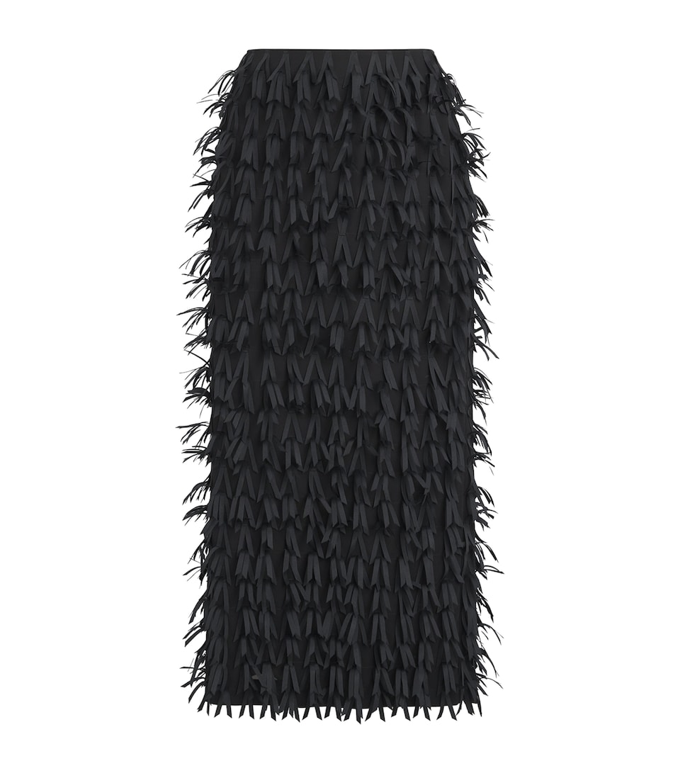 Ribbon Fringe Midi Pencil Skirt