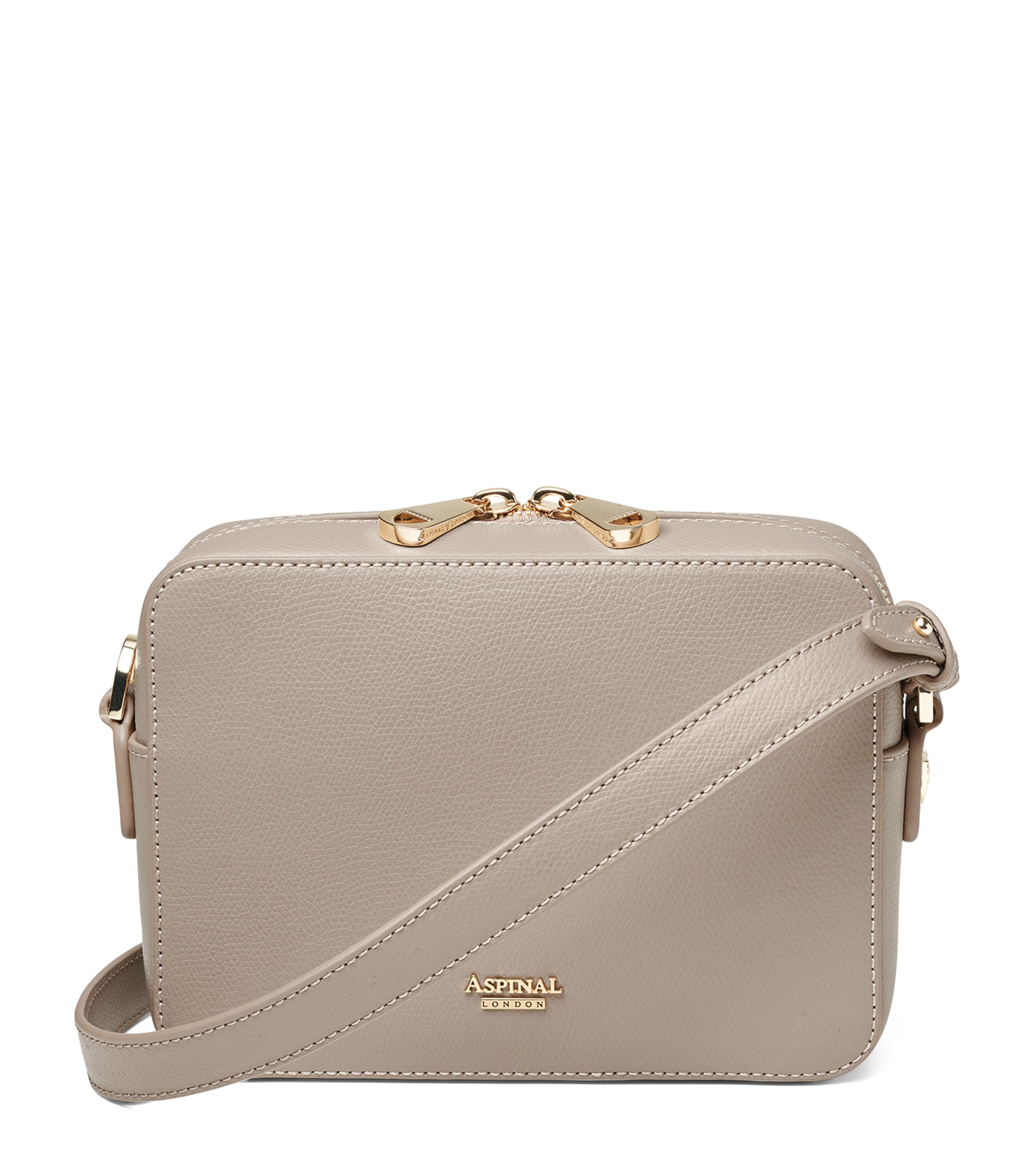 Aspinal Of London Womens Logo-plaque Leather Camera Bag Taupe In Neutral