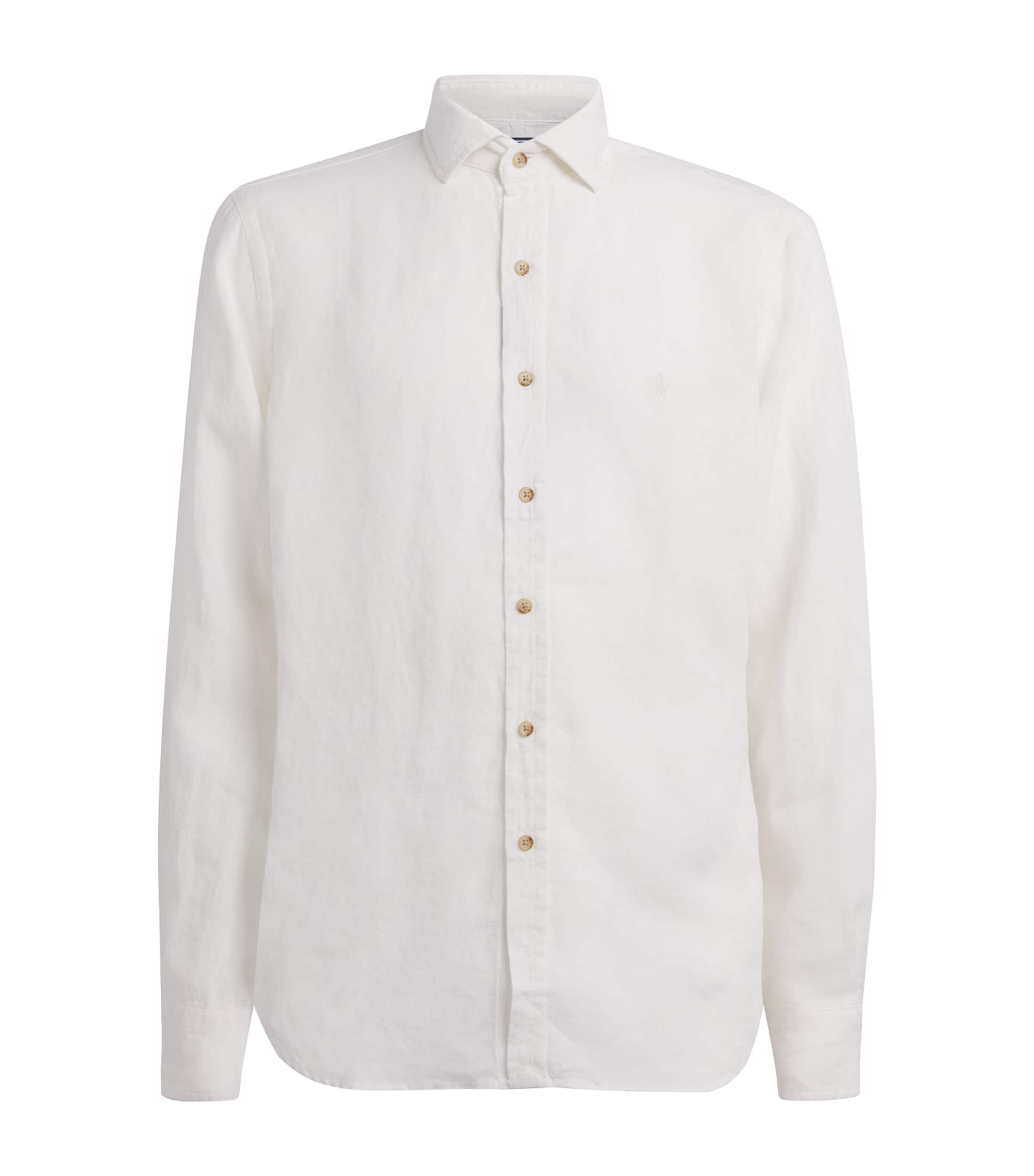 Polo Ralph Lauren Mens Linen Polo Pony Shirt Ceramic White Image 1