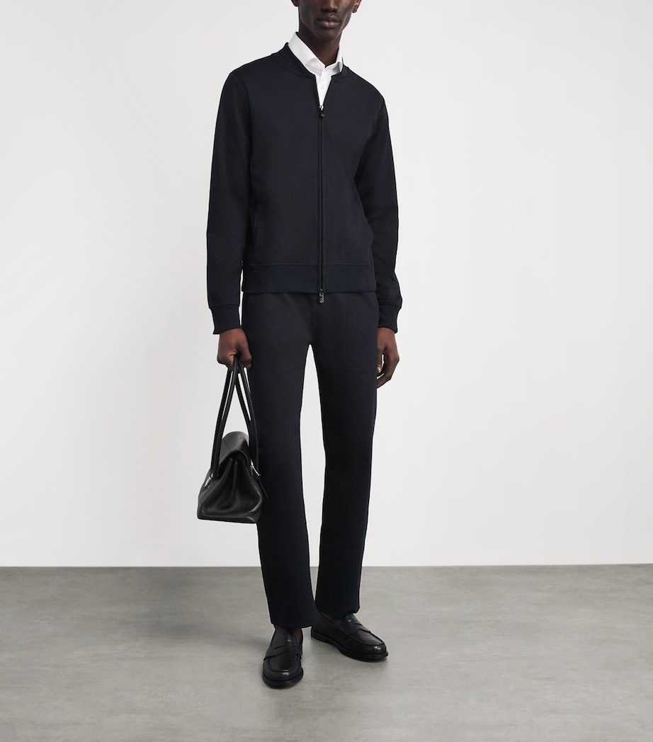 Corneliani Mens Cotton-Blend Sweatpants Navy Blue Image 2