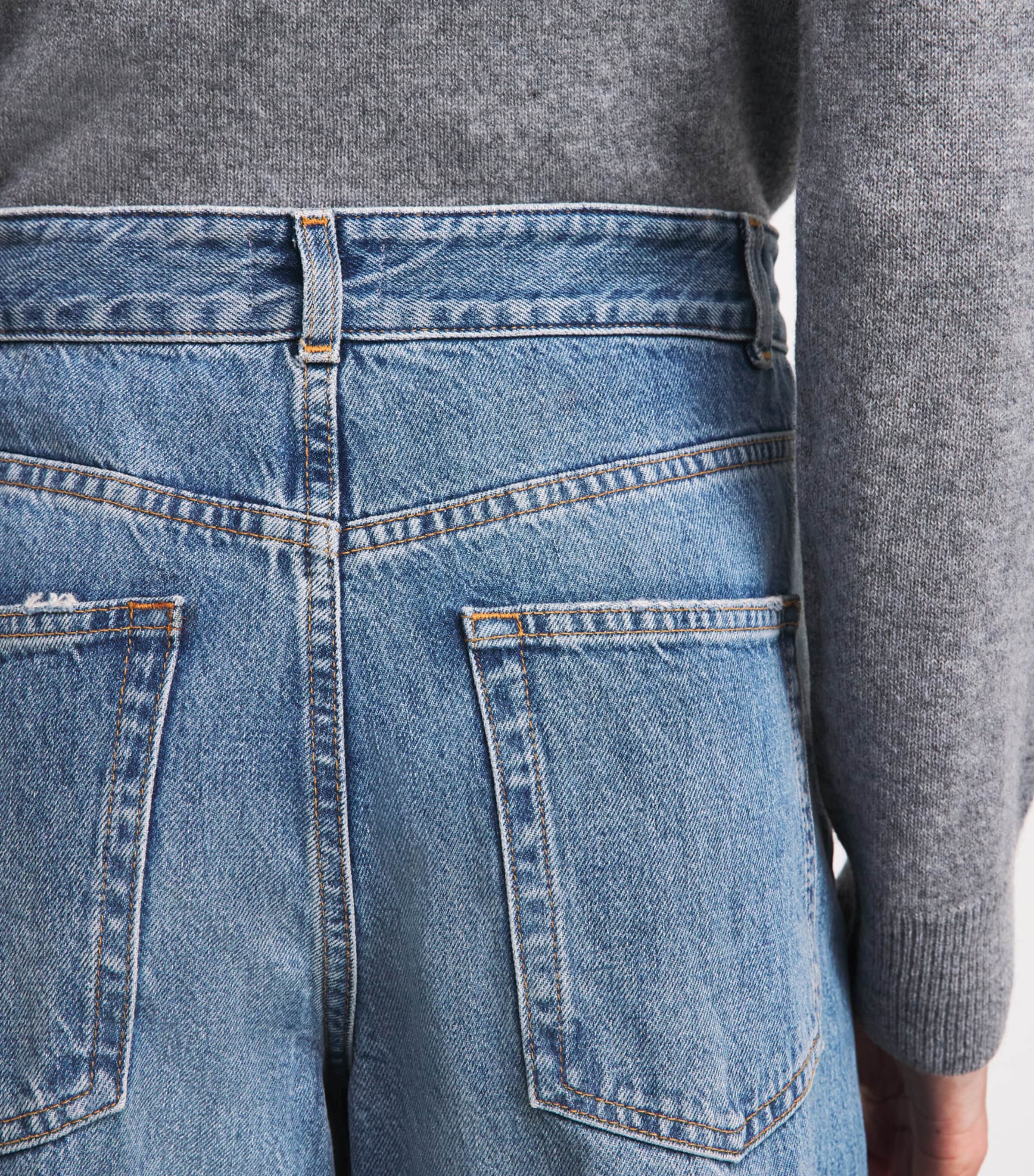 ME+EM Womens Ankle Grazer Straight Jeans Mid Blue Wash Image 3