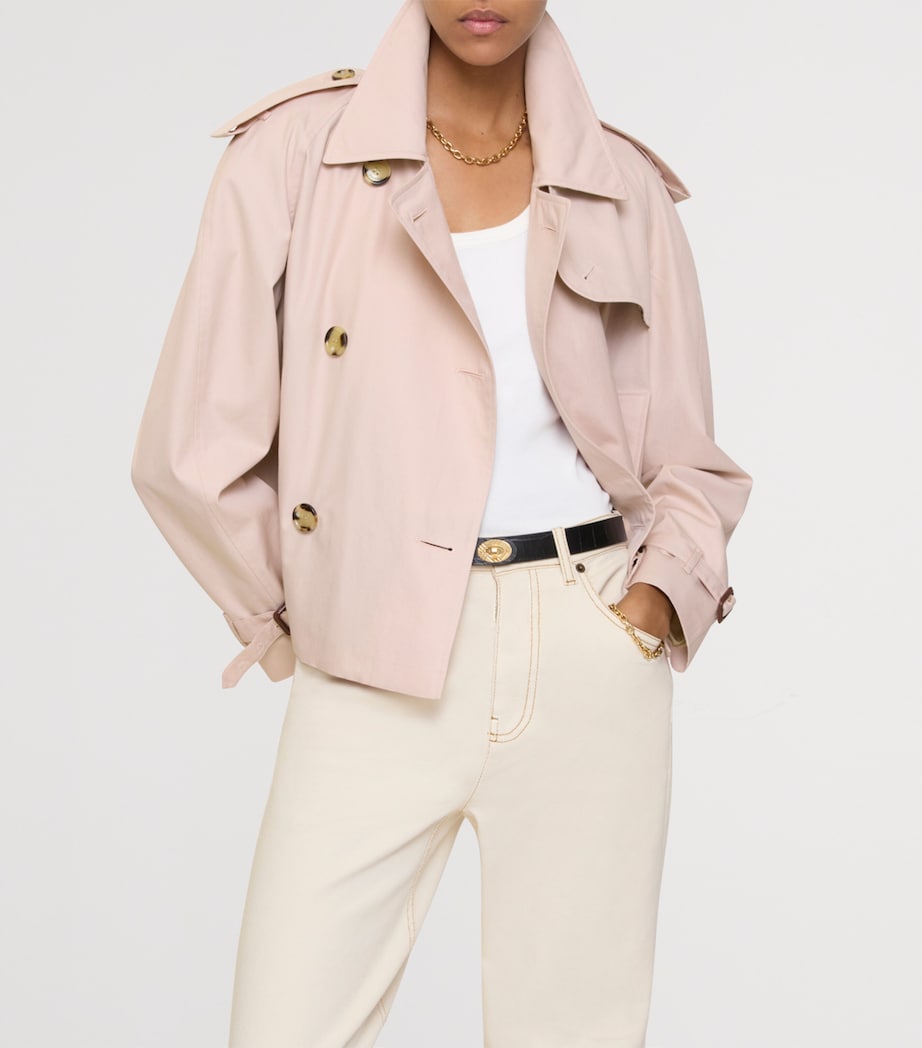 Burberry Womens Cotton Cropped Mayfair Trench Jacket Pale Sugar Pink Image 3