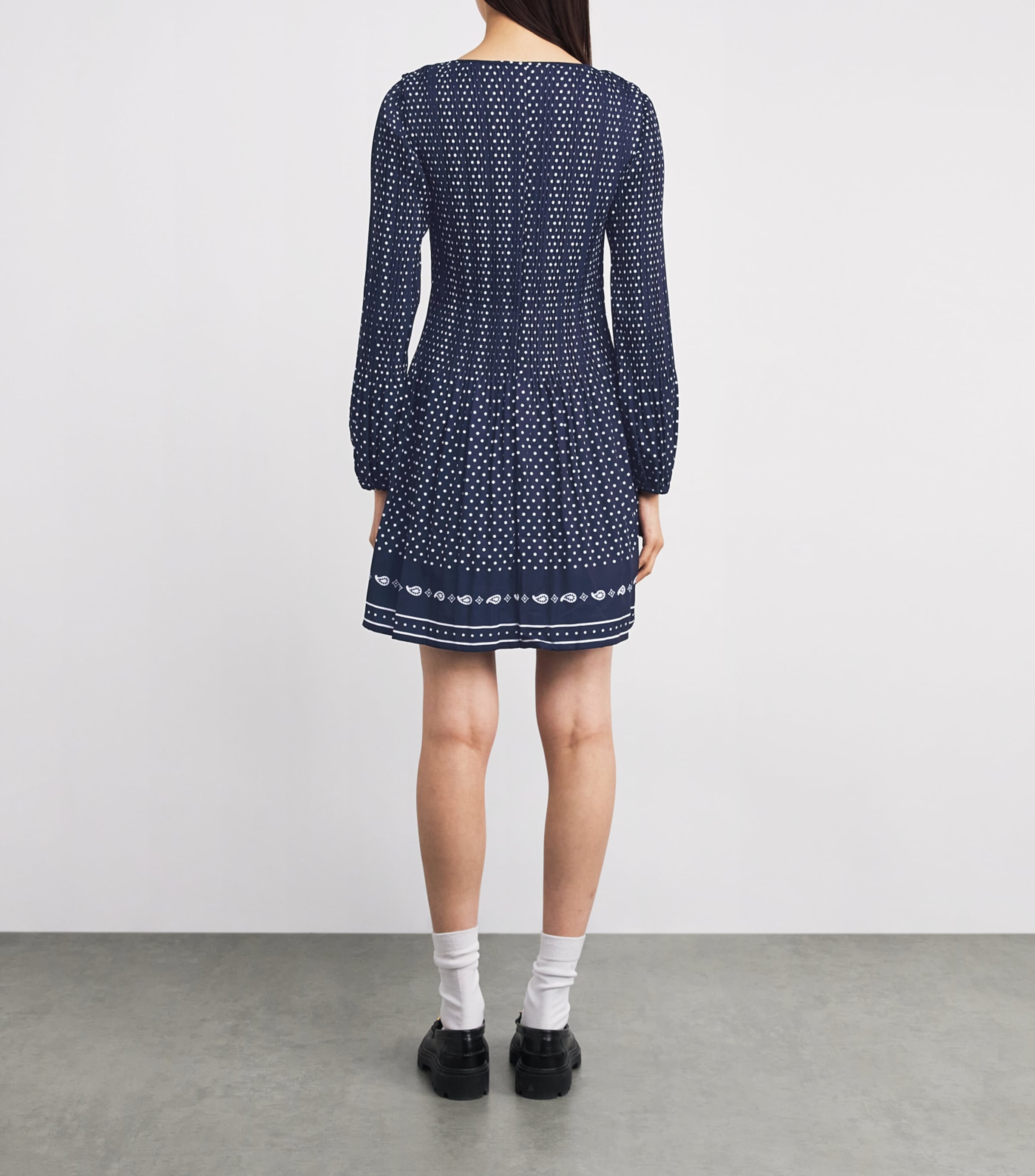 Polka Dot Print Mini Dress NAVY POLKA DOT Image 3