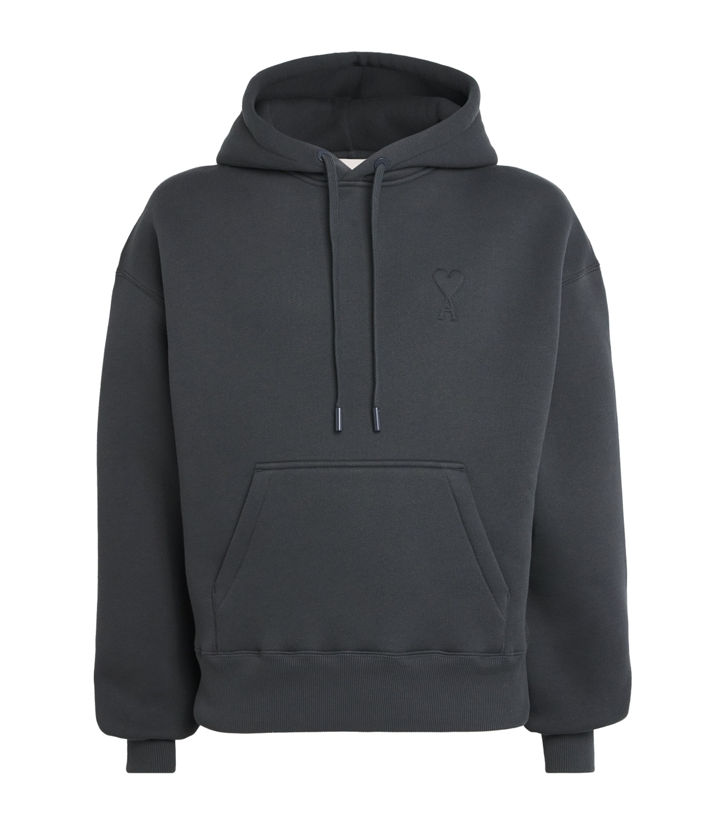 AMI Paris Mens Cotton-Blend Ami de Coeur Hoodie Anthracite Image 1