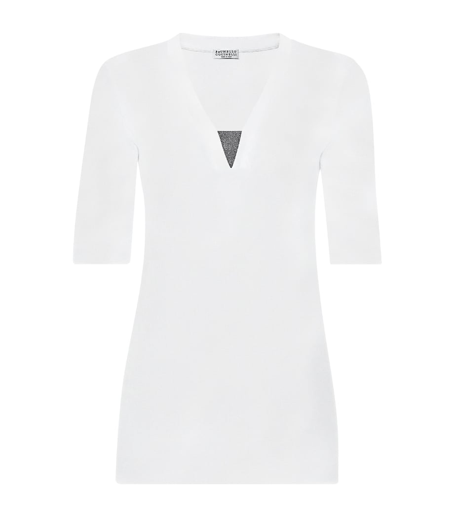 Stretch-Cotton Monili-Detail T-Shirt C159 Image 1