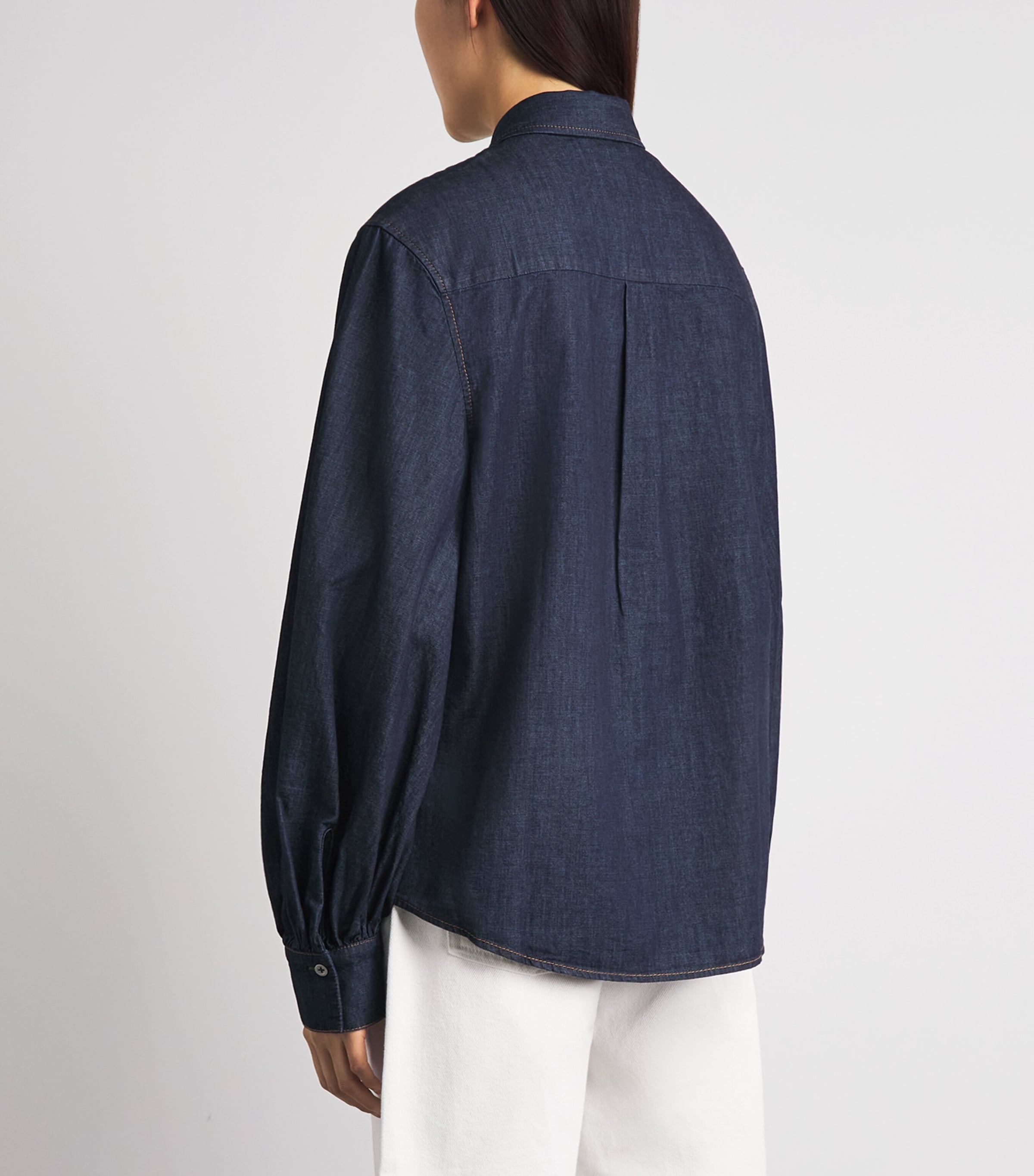7 For All Mankind Womens Cotton Long-Sleeve Shirt Abyss Image 5