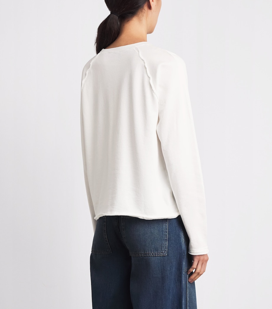 ME+EM Womens Organic Cotton Raw Edge Sweatshirt Soft White Image 5