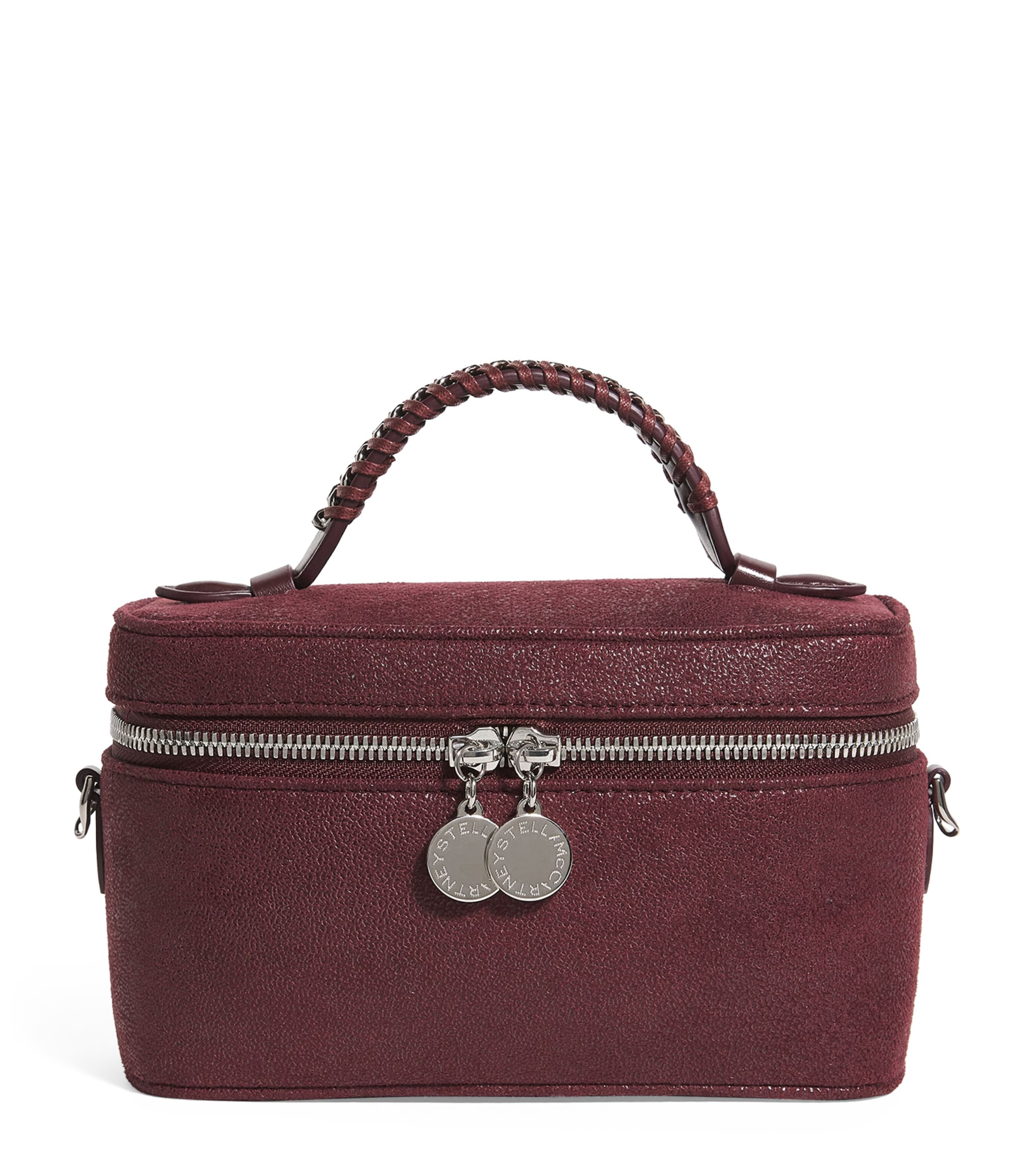 Stella Mccartney Shaggy Deer Falabella Cosmetic Case Top-handle Bag In Burgundy