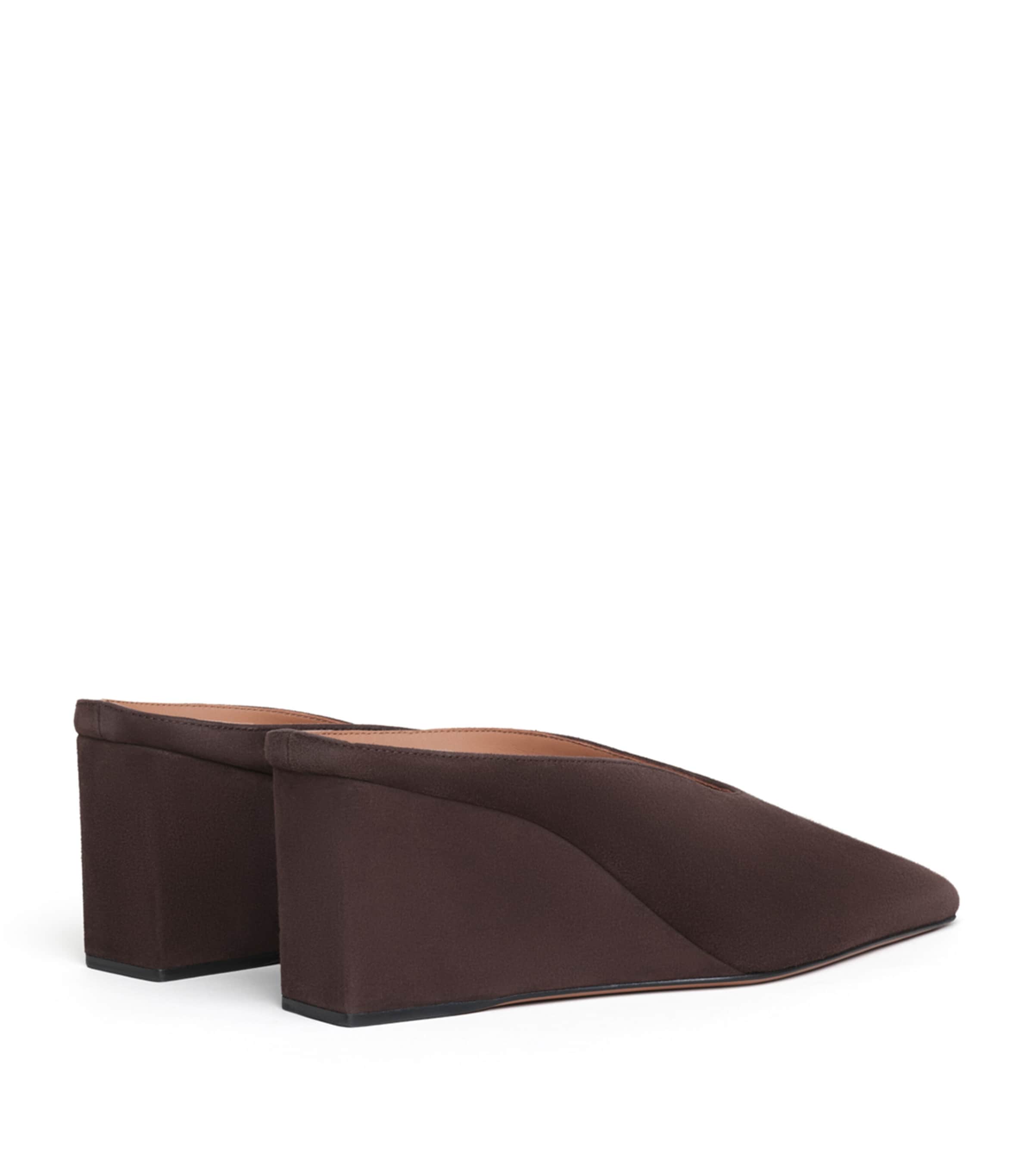 Alaïa Suede Cube Wedge Mules 75 Dark Brown Image 3
