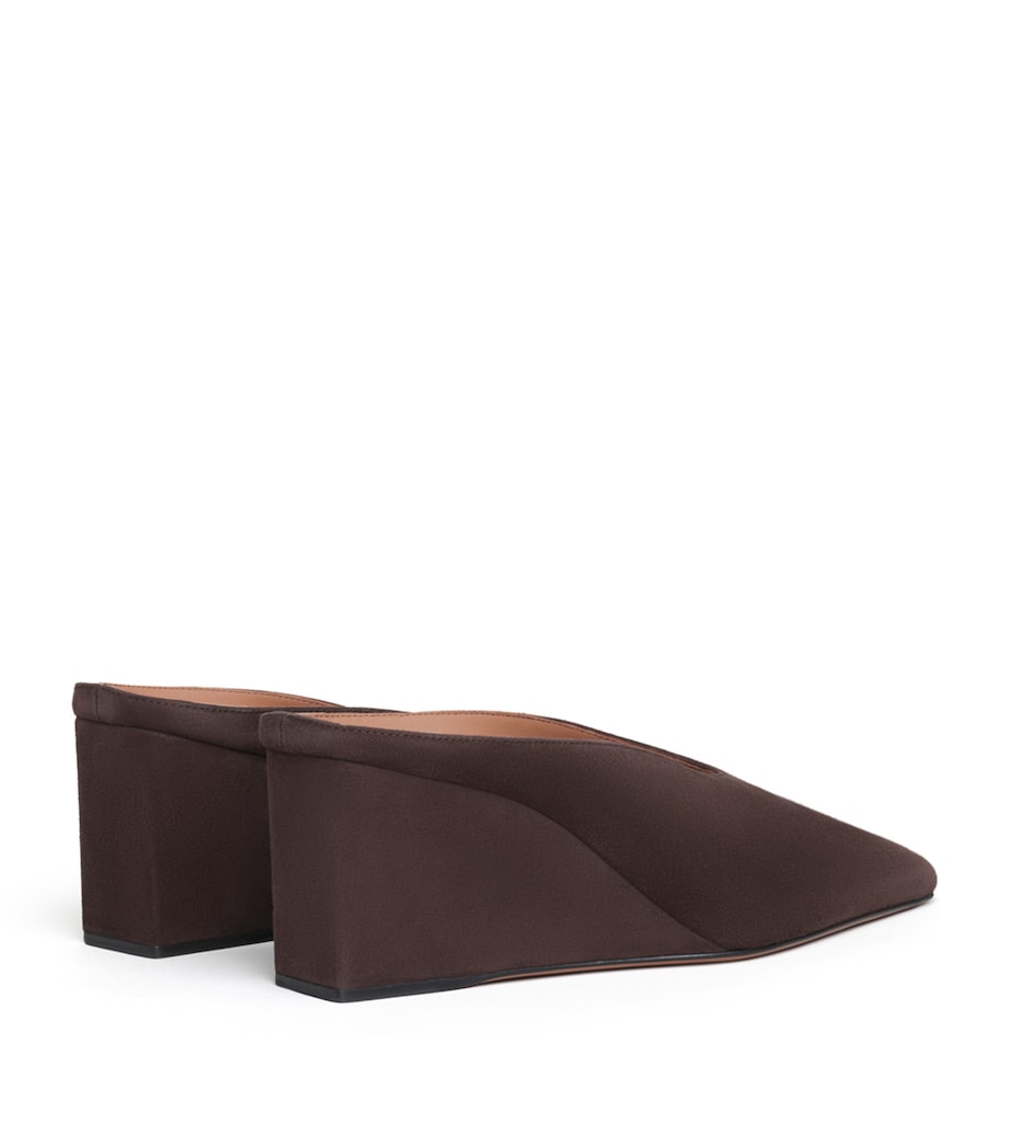 Alaïa Suede Cube Wedge Mules 75 Dark Brown Image 3
