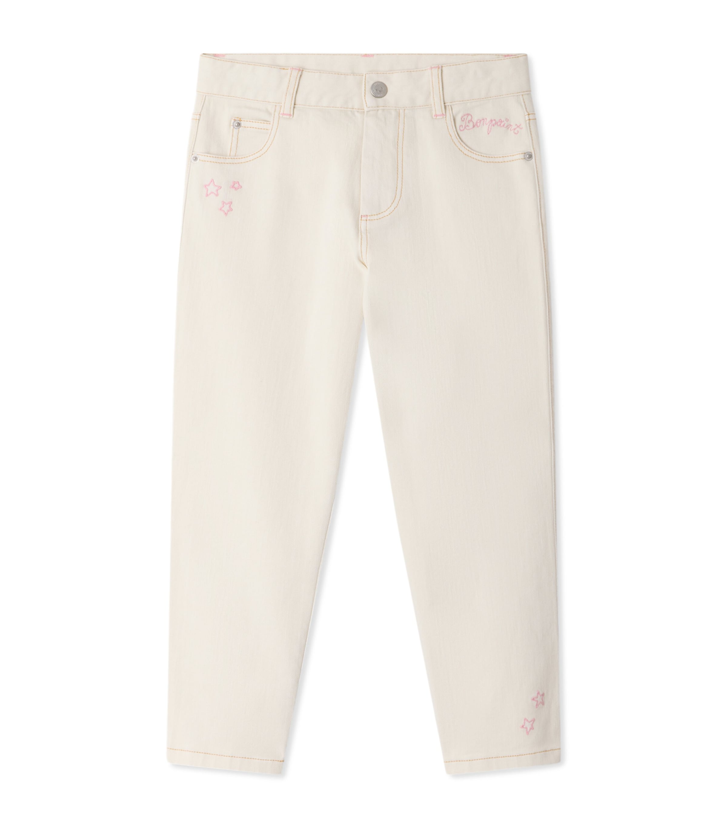 Bonpoint Embroidered Jeans  (4-8 Years) Ecru Image 1
