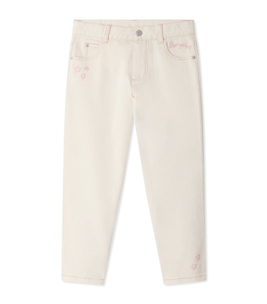Bonpoint Embroidered Jeans (4-8 Years) Ecru Image 1