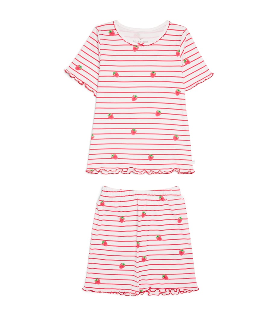 Rosa & Blue Bamboo-Organic Cotton Raspberry Pyjama Set (10-11 Years) Raspberry W/ Stripe Image 1