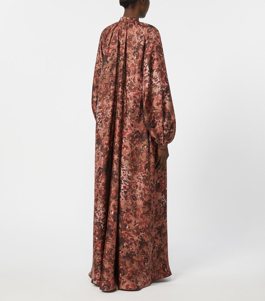 Silk Twill Printed Maxi Dress BORDEAUX Image 4