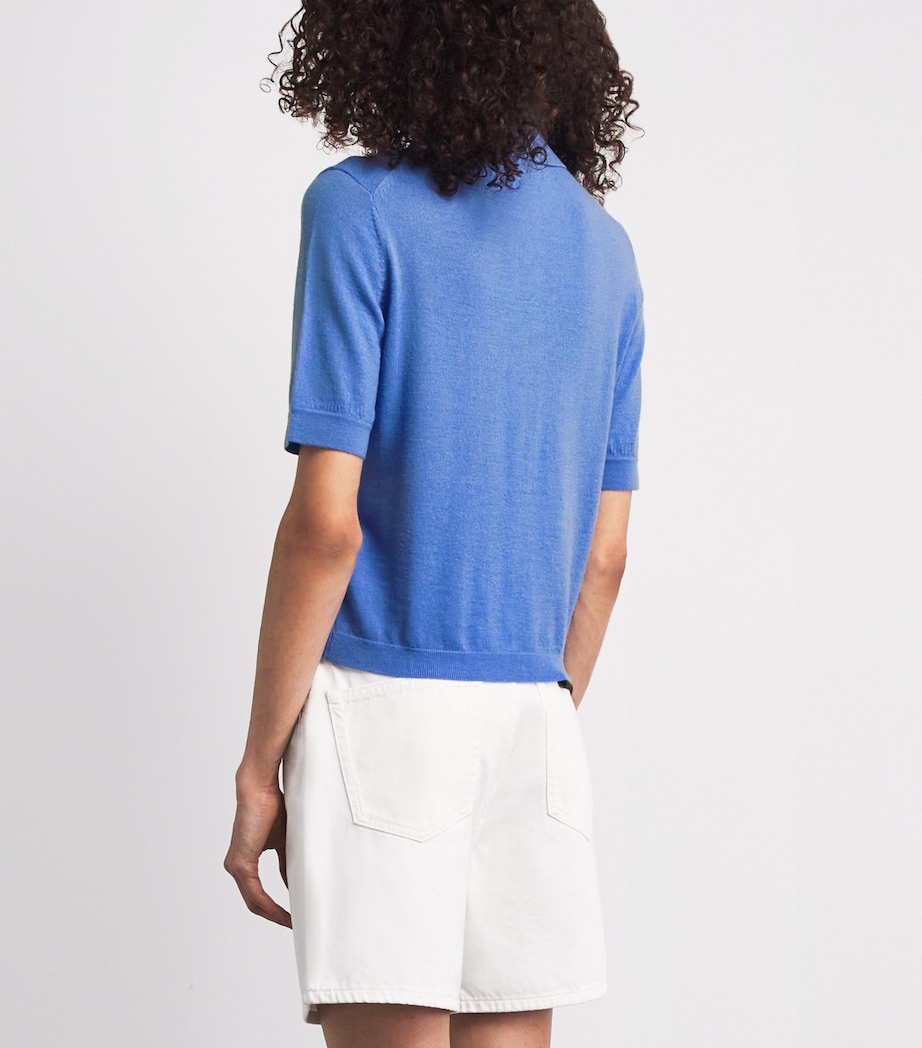 Maje Womens Wool Polo Sweater Blue Image 5
