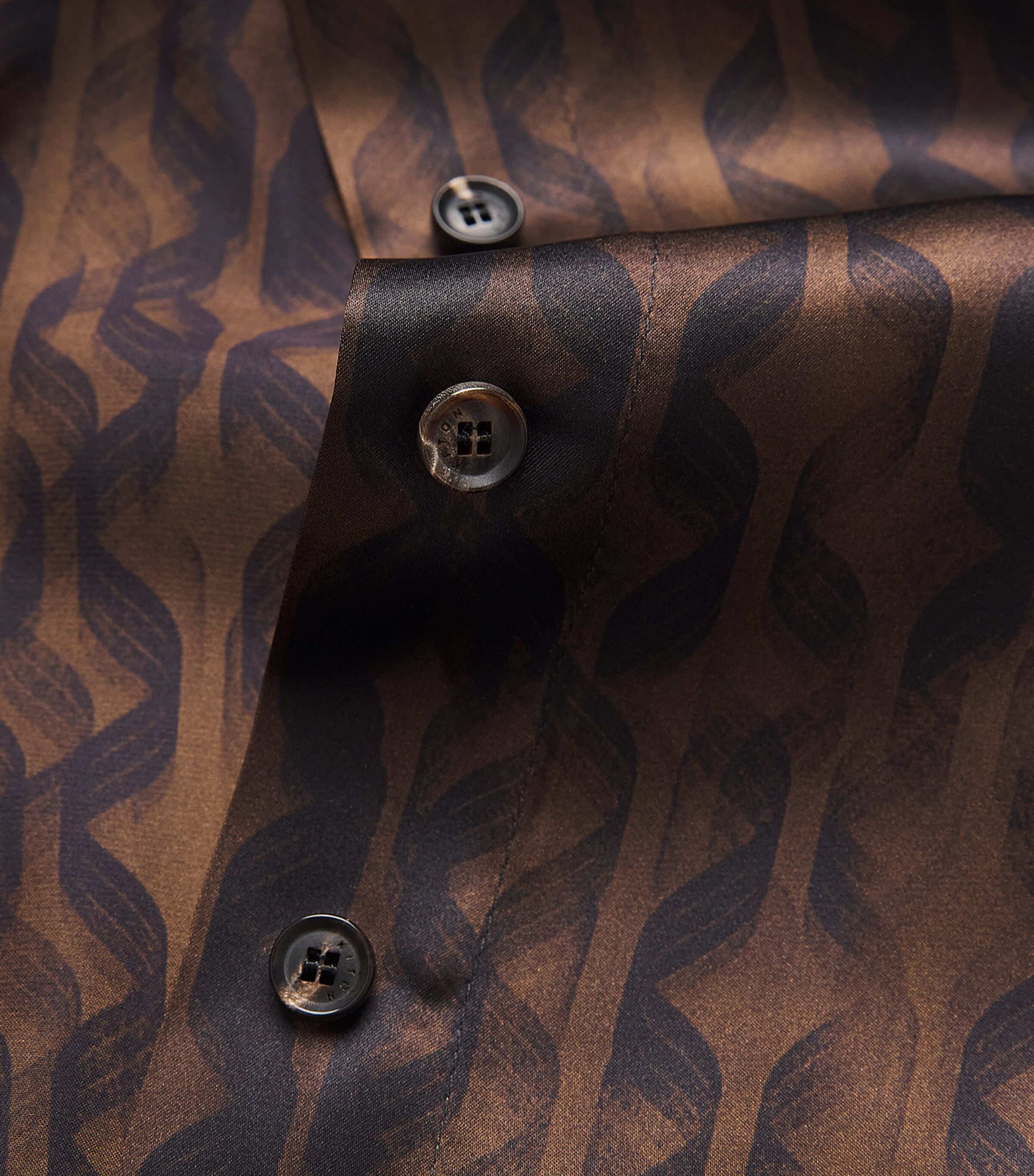 Kiton Womens Silk Geometric Shirt Brown & Black Print Image 6