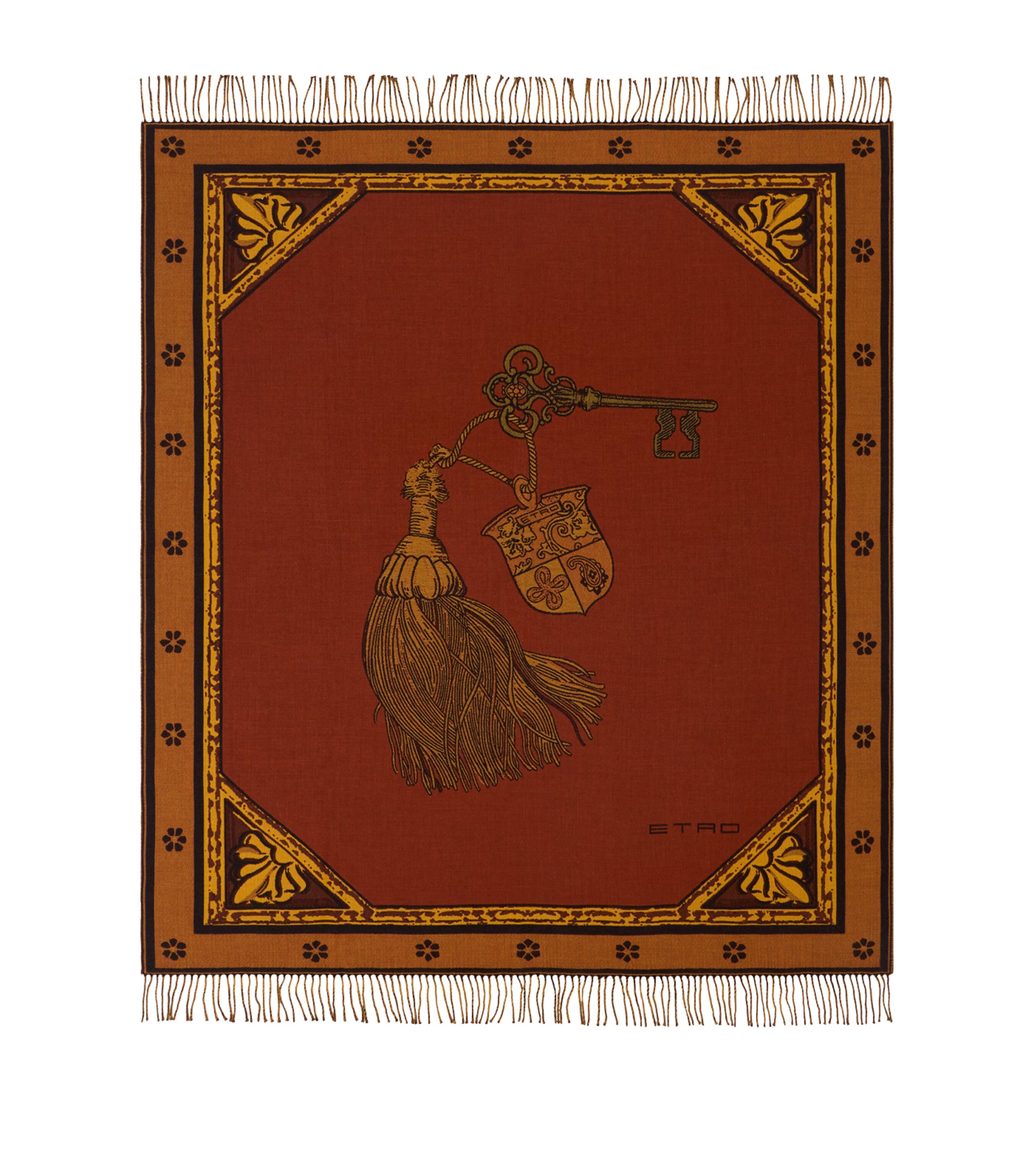 Etro Wool Fringed Herald Throw In Multi