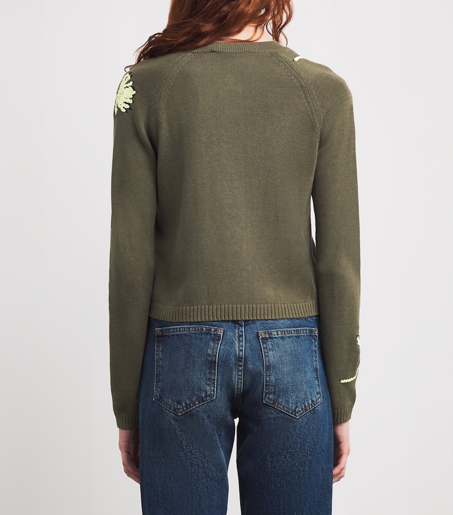 Embroidered Jacquard Floral Cardigan KAKI Image 4