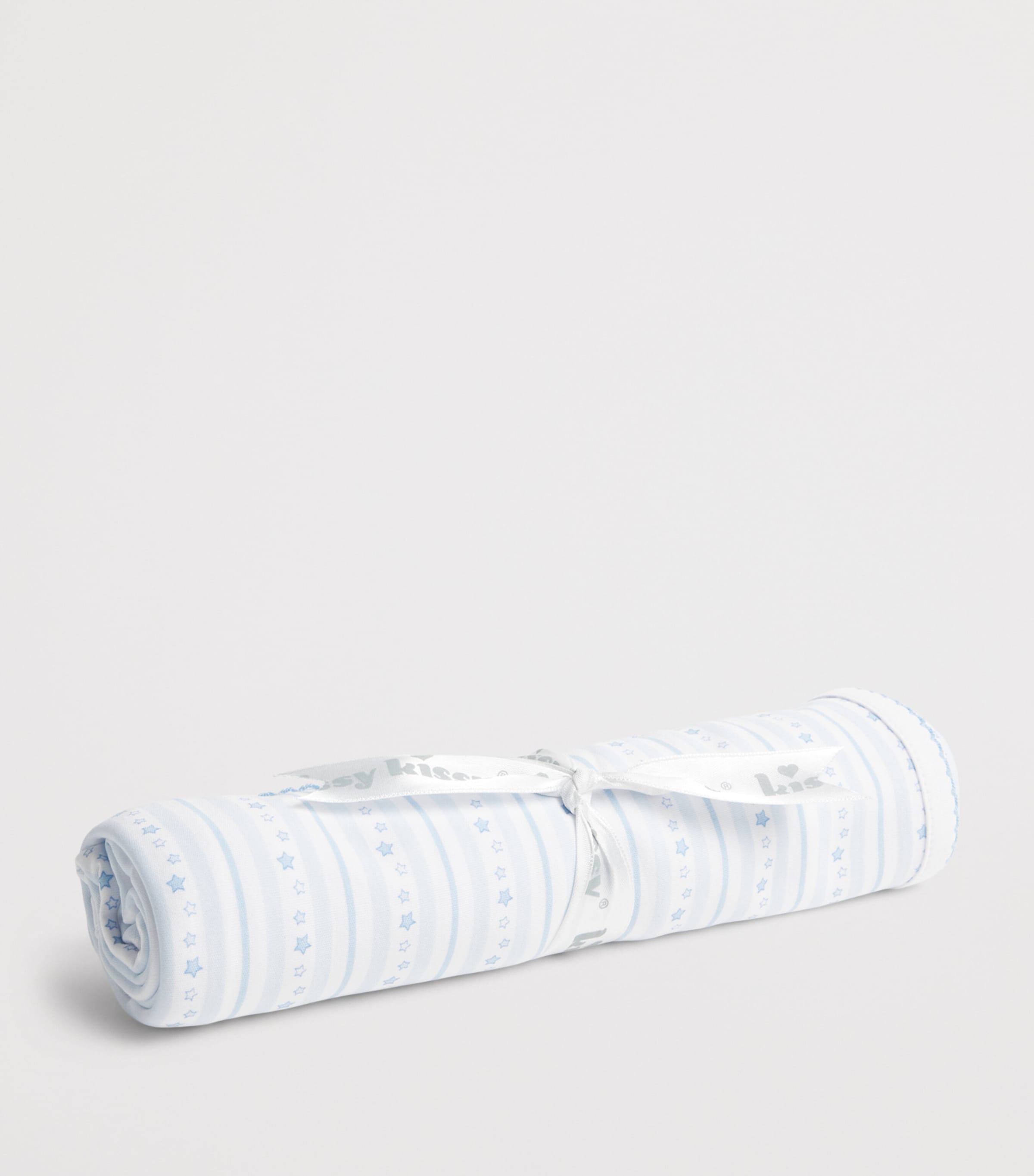 Kissy Kissy Pima Cotton Superstars Blanket Light Blue Image 2