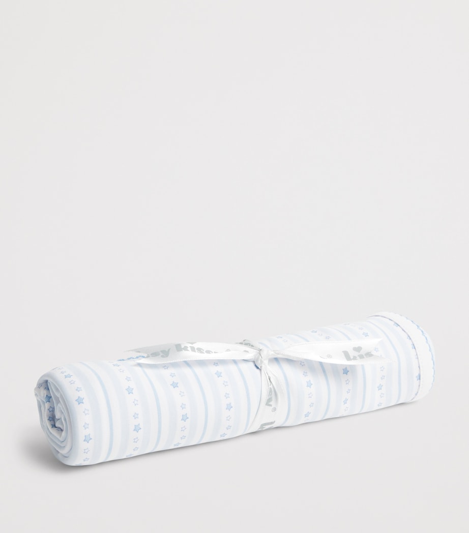 Kissy Kissy Pima Cotton Superstars Blanket Light Blue Image 2