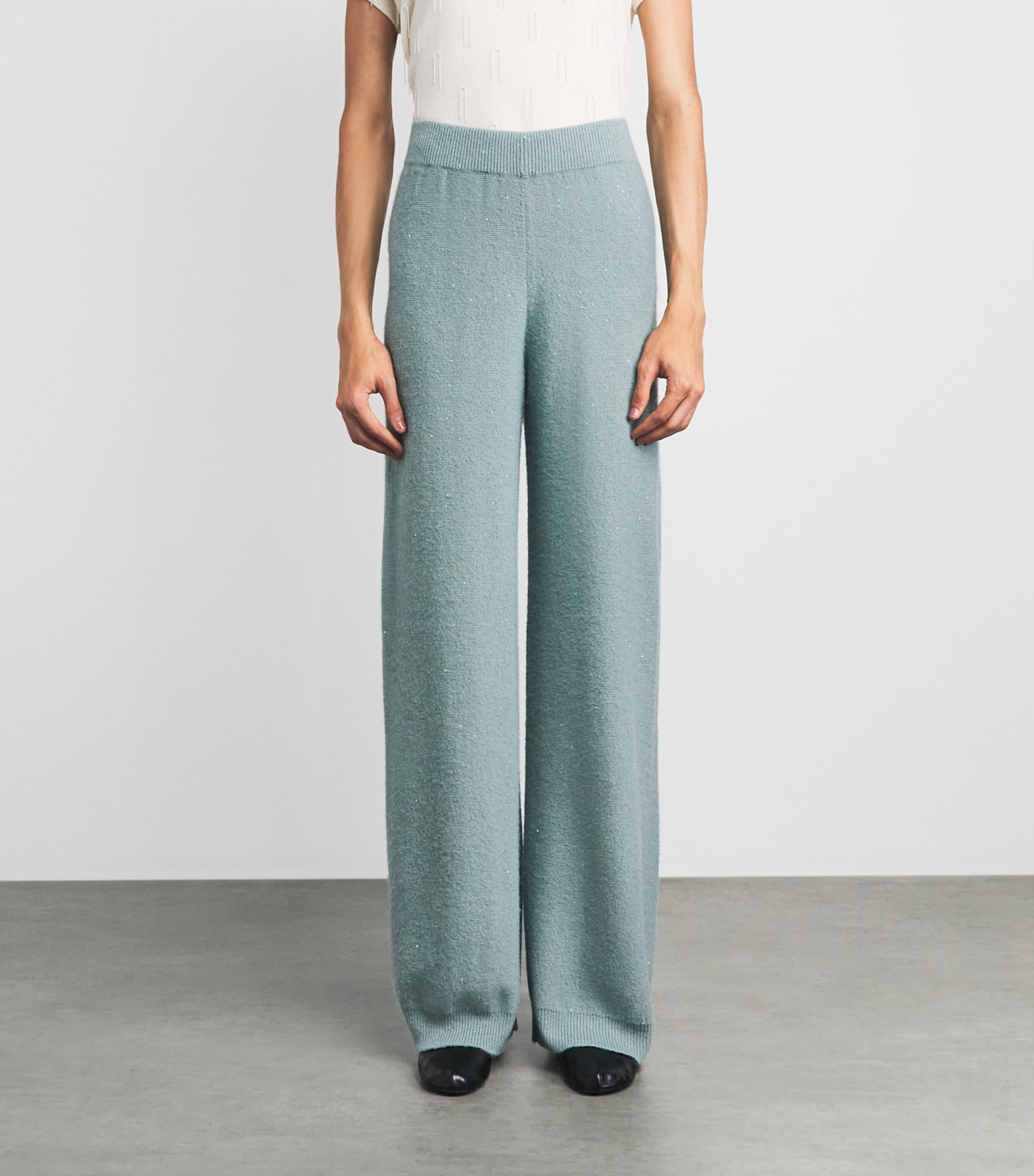Fabiana Filippi Womens Wool-Silk-Blend Embellished Trousers Verde Image 4