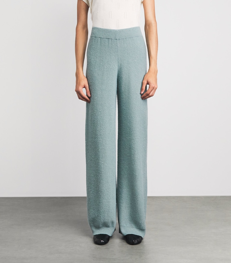 Fabiana Filippi Womens Wool-Silk-Blend Embellished Trousers Verde Image 4