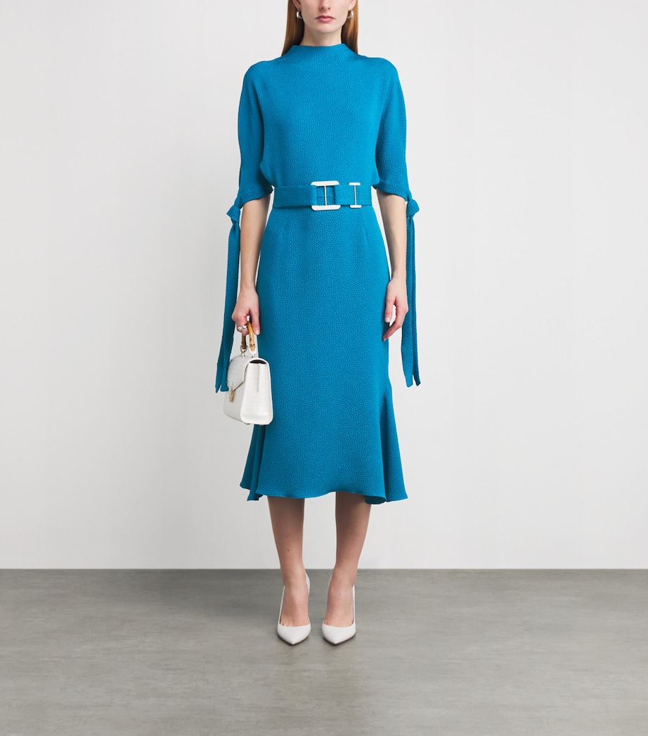 Jacquard Belted Pedernal Midi Dress LAGUNA BLUE Image 2