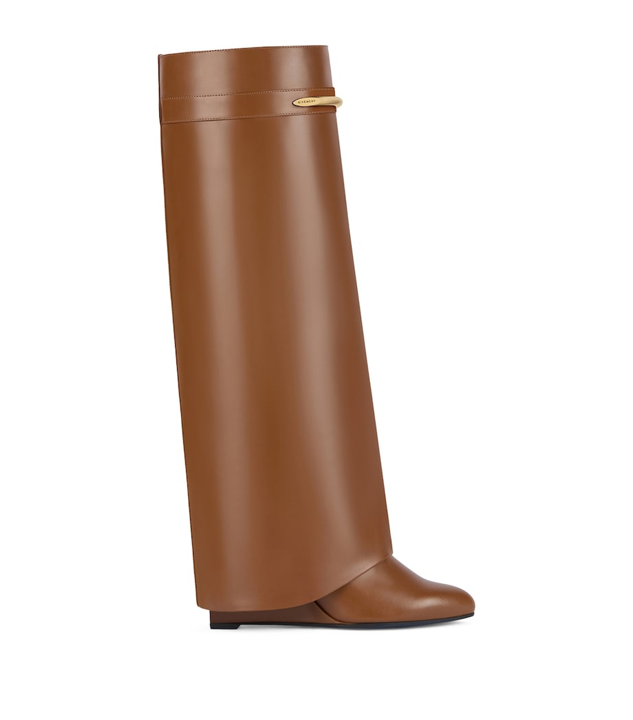 Leather Shark Knee-High Boots 95 TAN Image 1