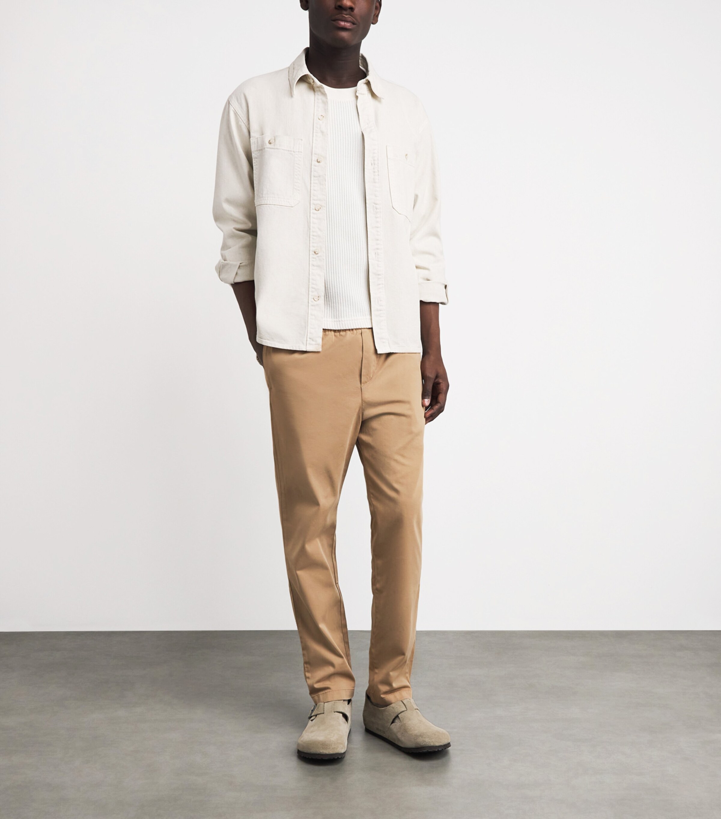 7 For All Mankind Mens Luxe Performance Plus Sateen Joggers Beige Image 2