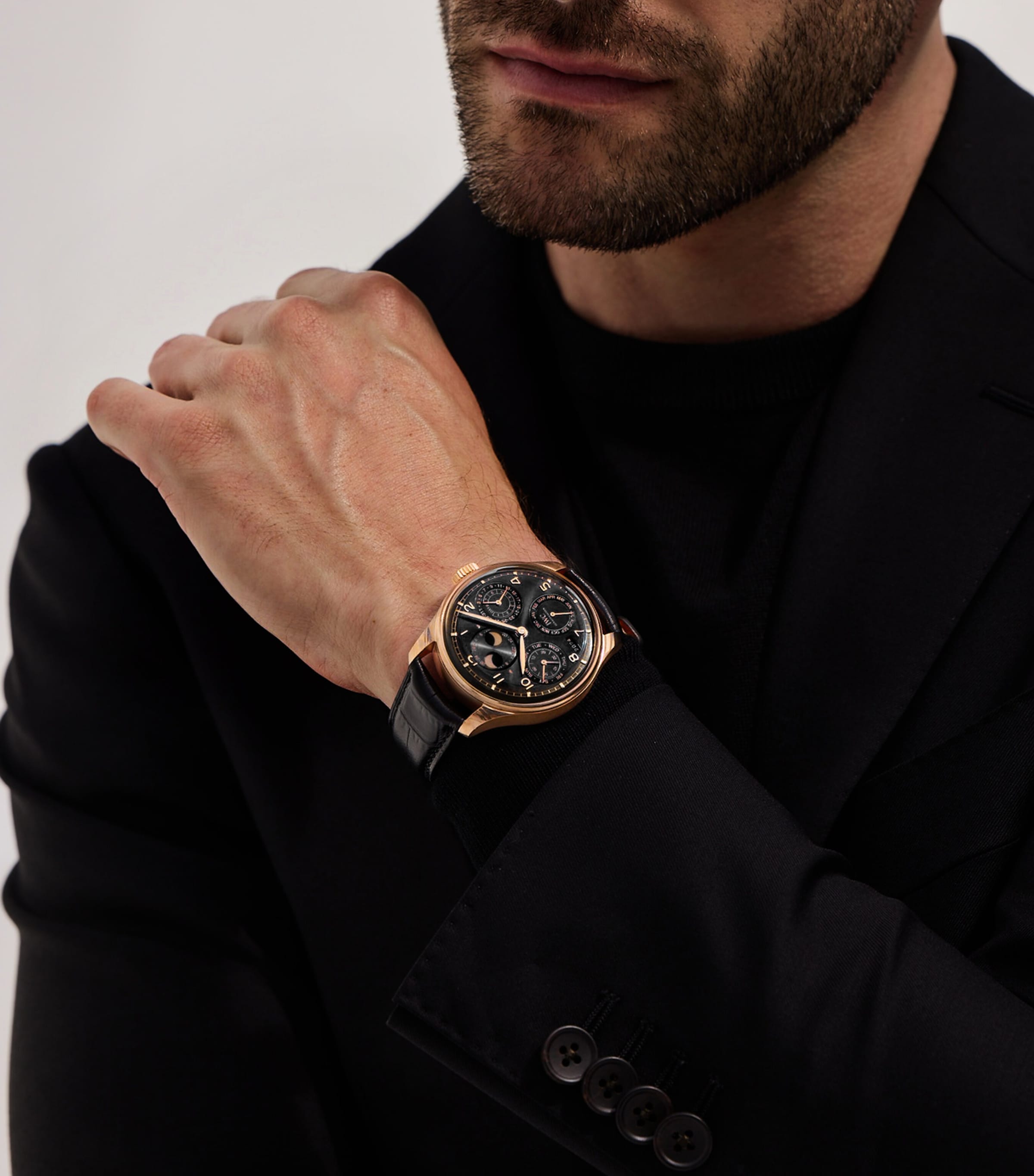 Rose Gold Portugieser Perpetual Calendar Watch 44mm BLACK Image 6