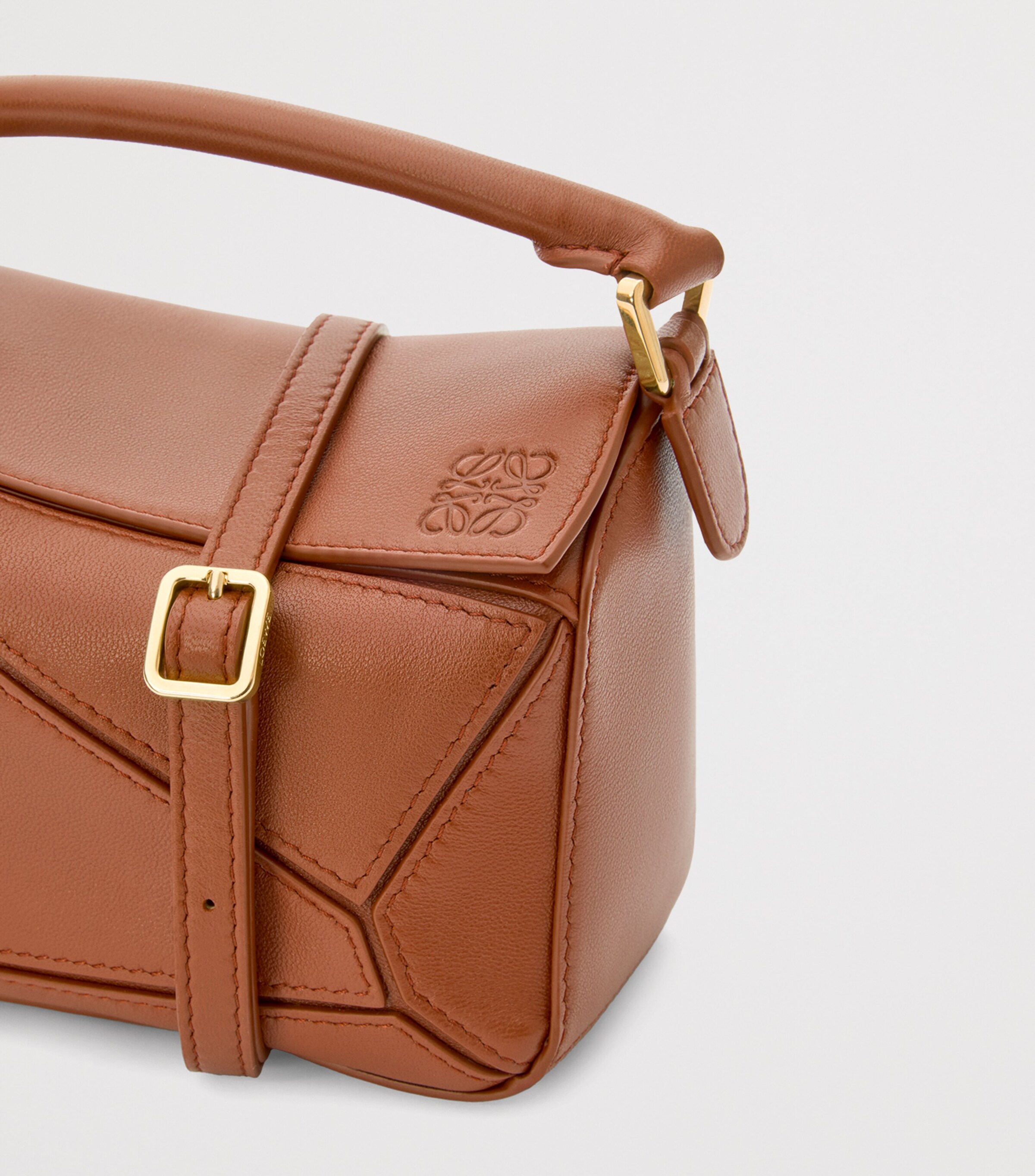LOEWE Brown Mini Leather Puzzle Top-Handle Bag | Harrods US