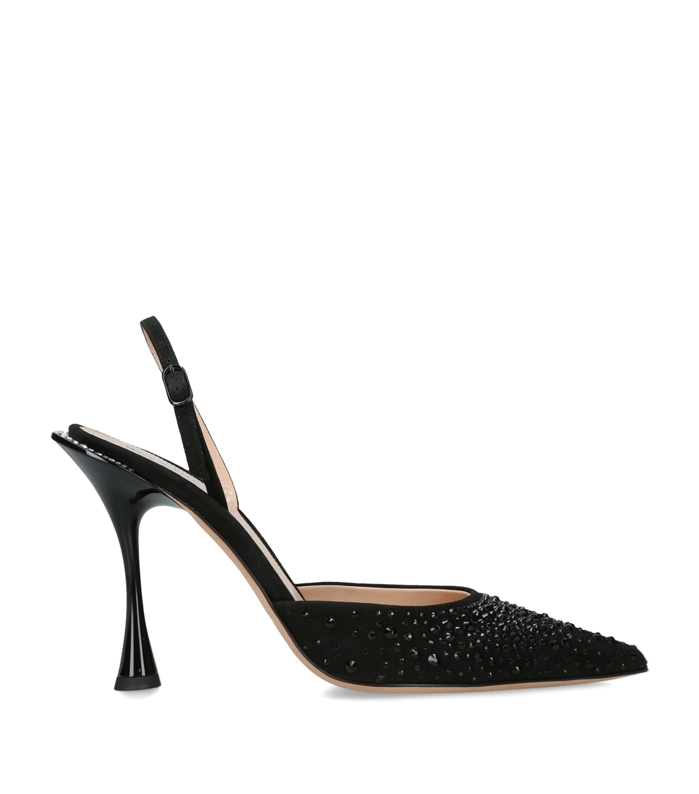 BETZÁBE Suede Embellished Sofia Slingback Pumps 100 Black Image 1