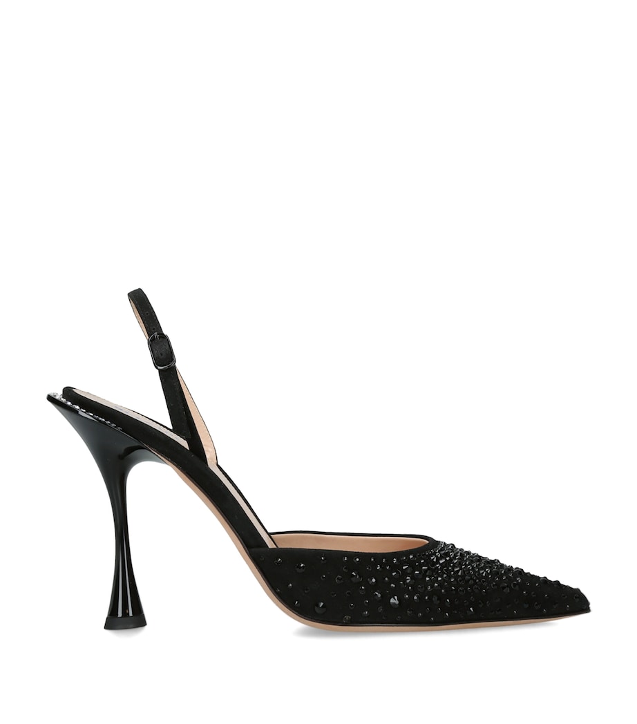 BETZÁBE Suede Embellished Sofia Slingback Pumps 100 Black Image 1