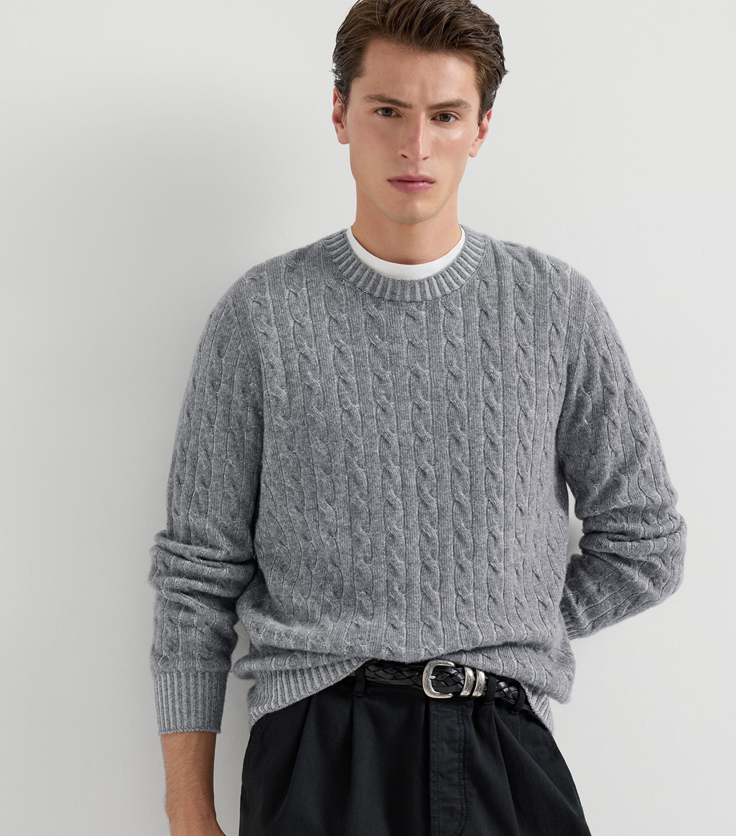 Brunello Cucinelli Mens Cashmere Cable-Knit Sweater Image 3