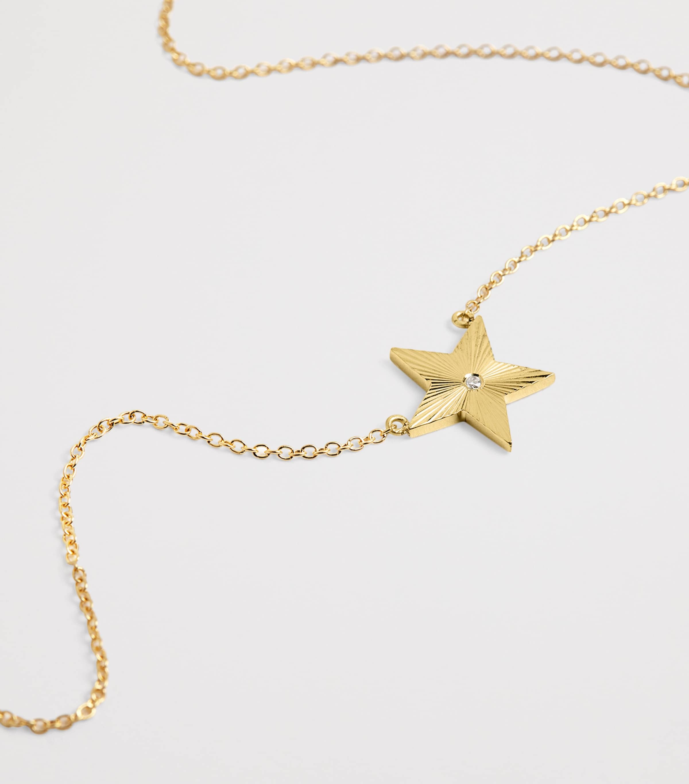 Mini Yellow Gold and Diamond 70s Star Necklace YELLOW GOLD Image 4