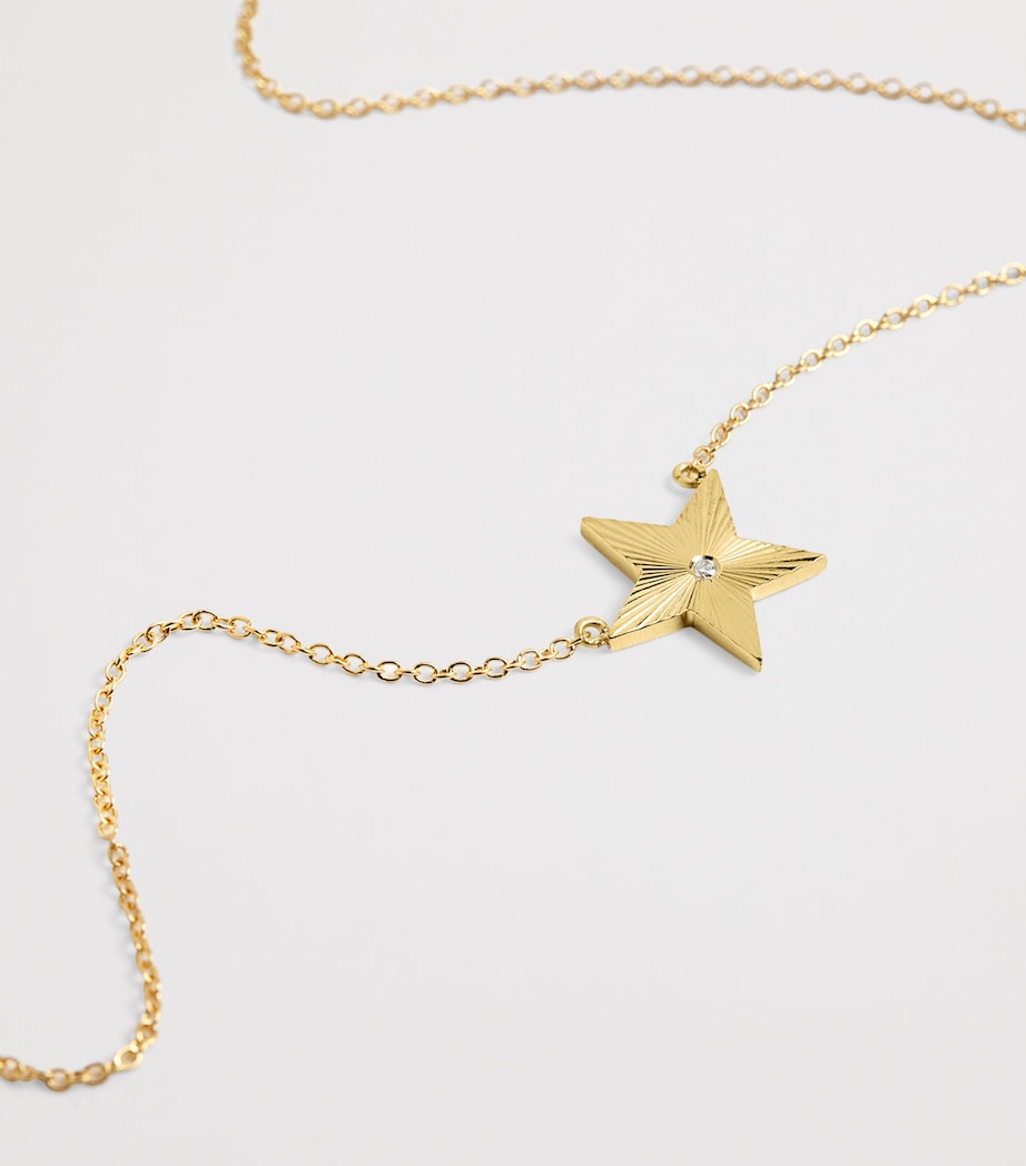 Mini Yellow Gold and Diamond 70s Star Necklace YELLOW GOLD Image 4