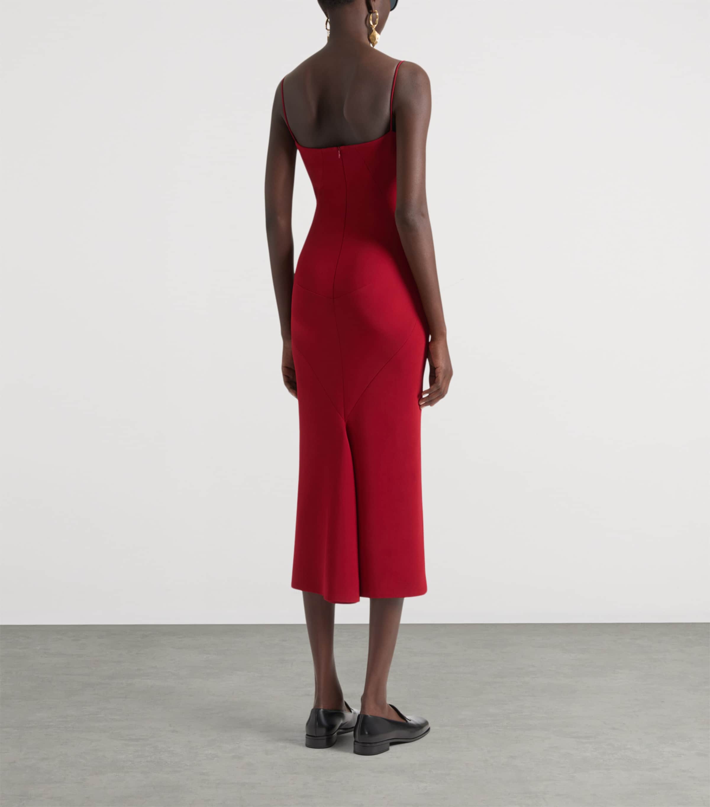 Sliced Kick-Back Midi Dress DARK RED Image 3