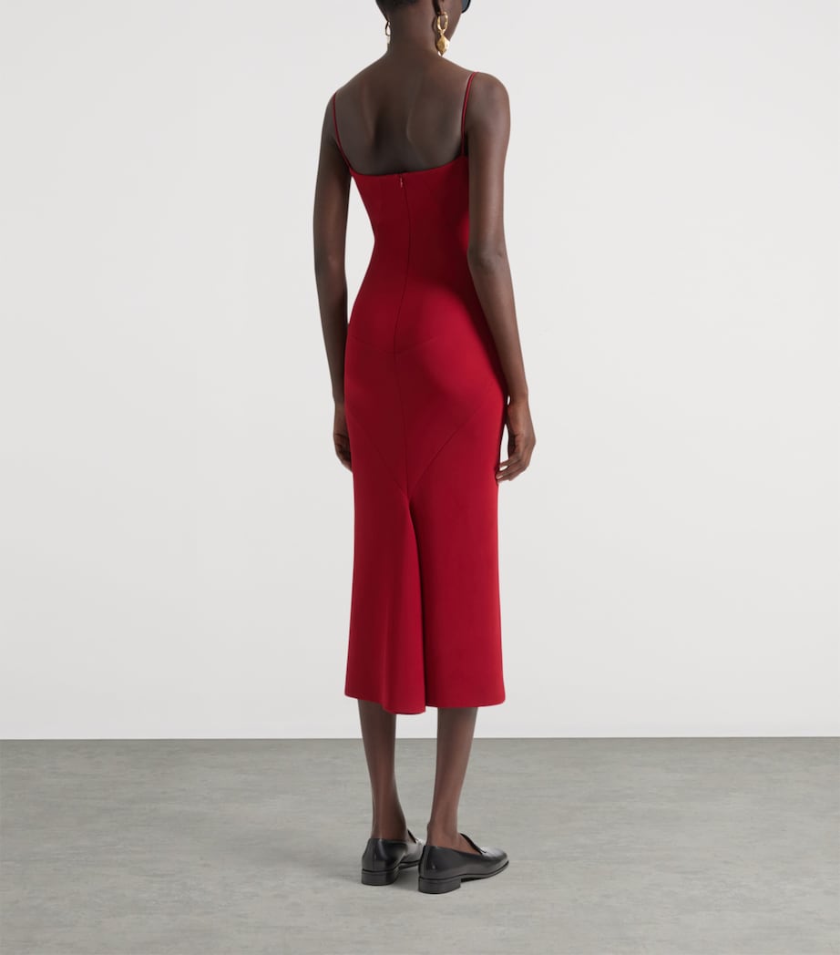 Sliced Kick-Back Midi Dress DARK RED Image 3