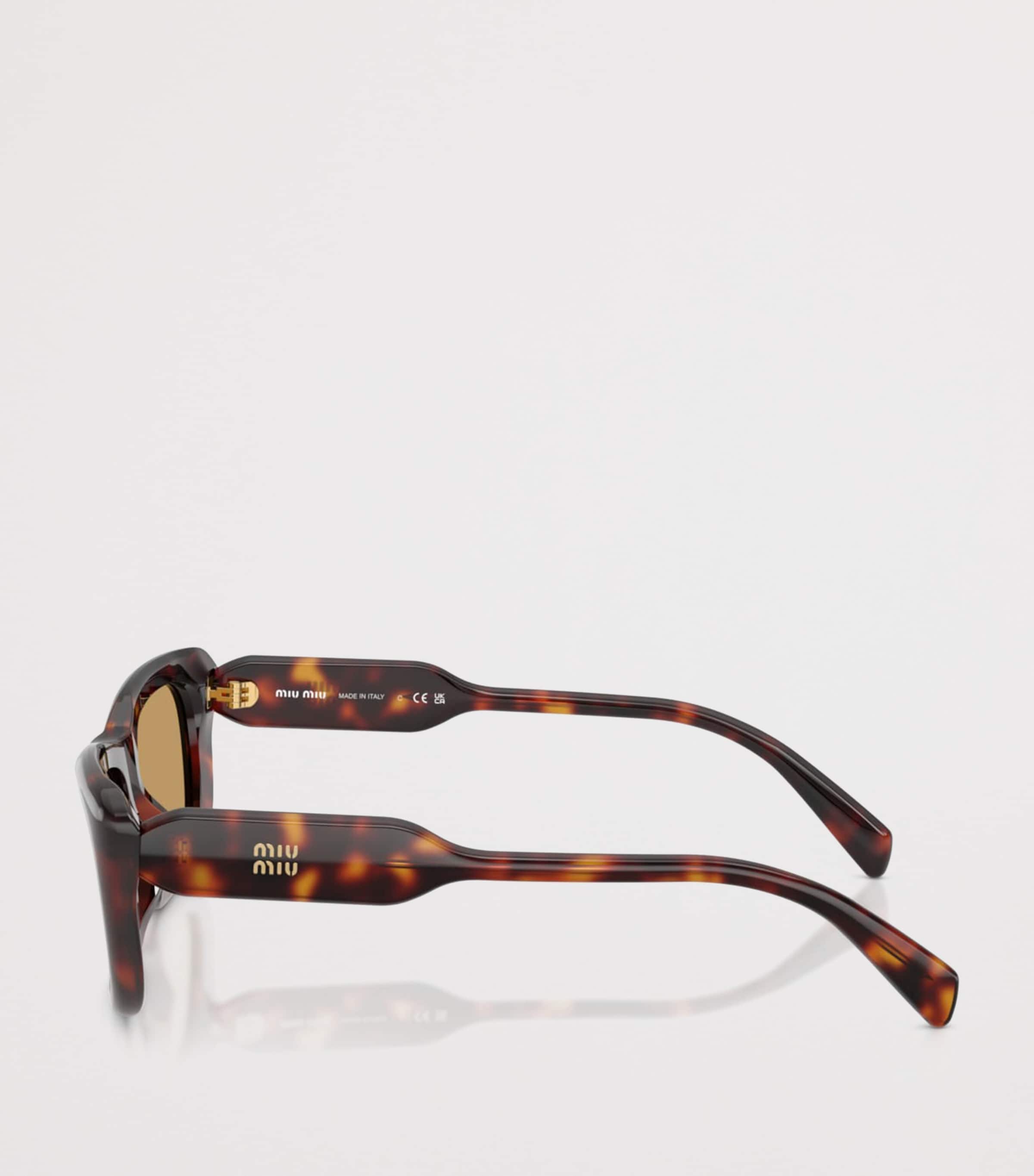 Miu Miu Tortoiseshell Rectangle Sunglasses Brown Image 3
