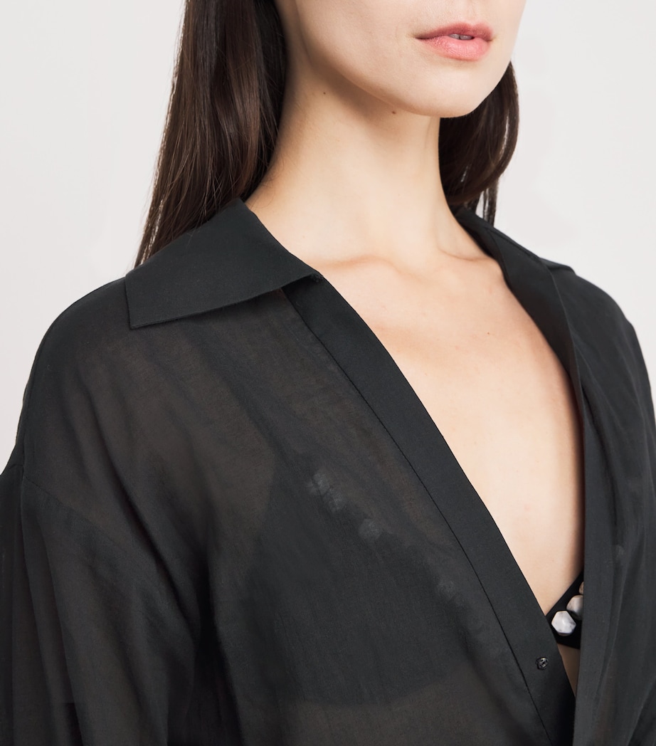 Cotton Bead-Detail Azura Mini Dress BLACK Image 4