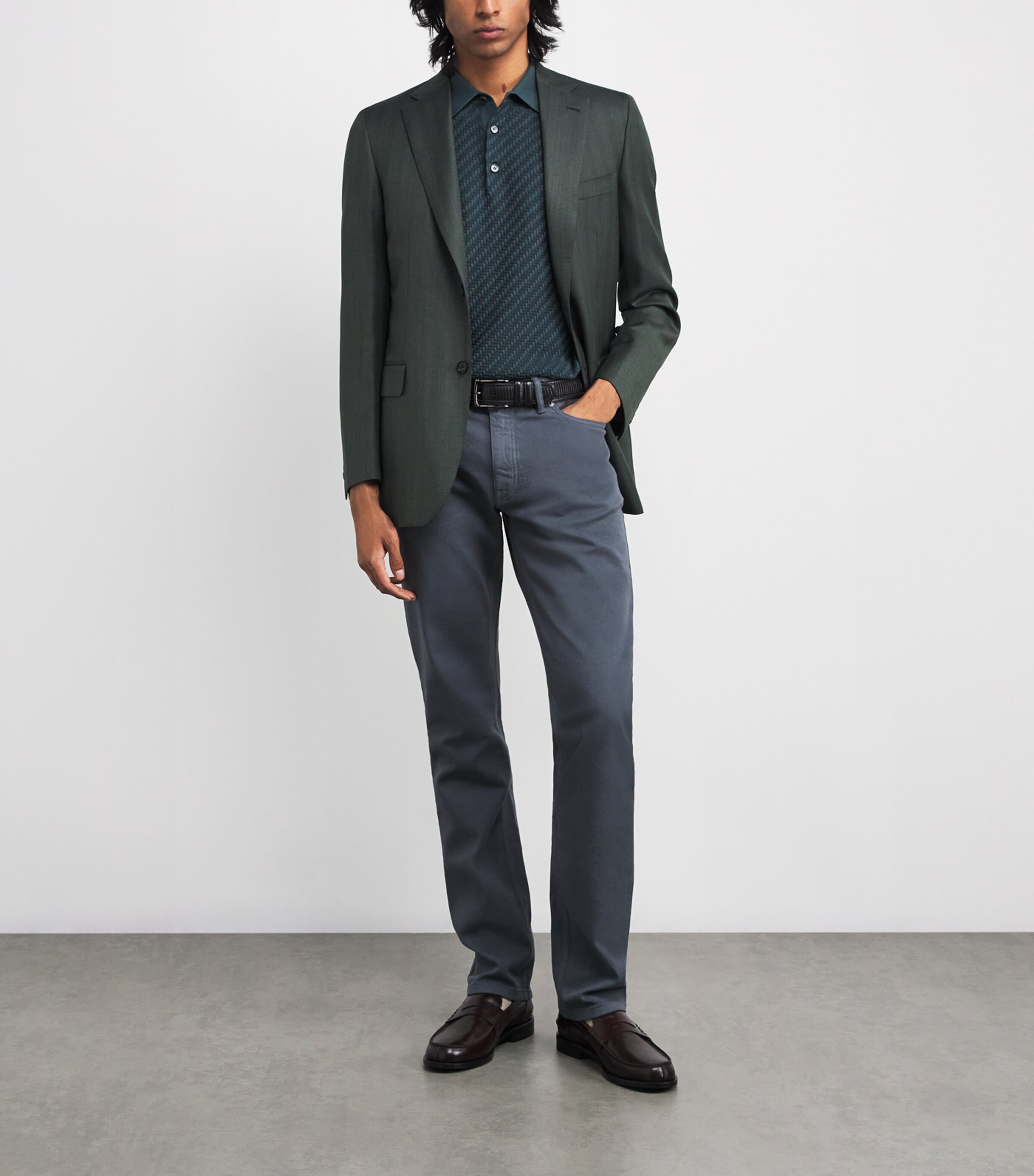 Cotton-Silk-Cashmere Trama Weave Polo Shirt 3200 Image 2